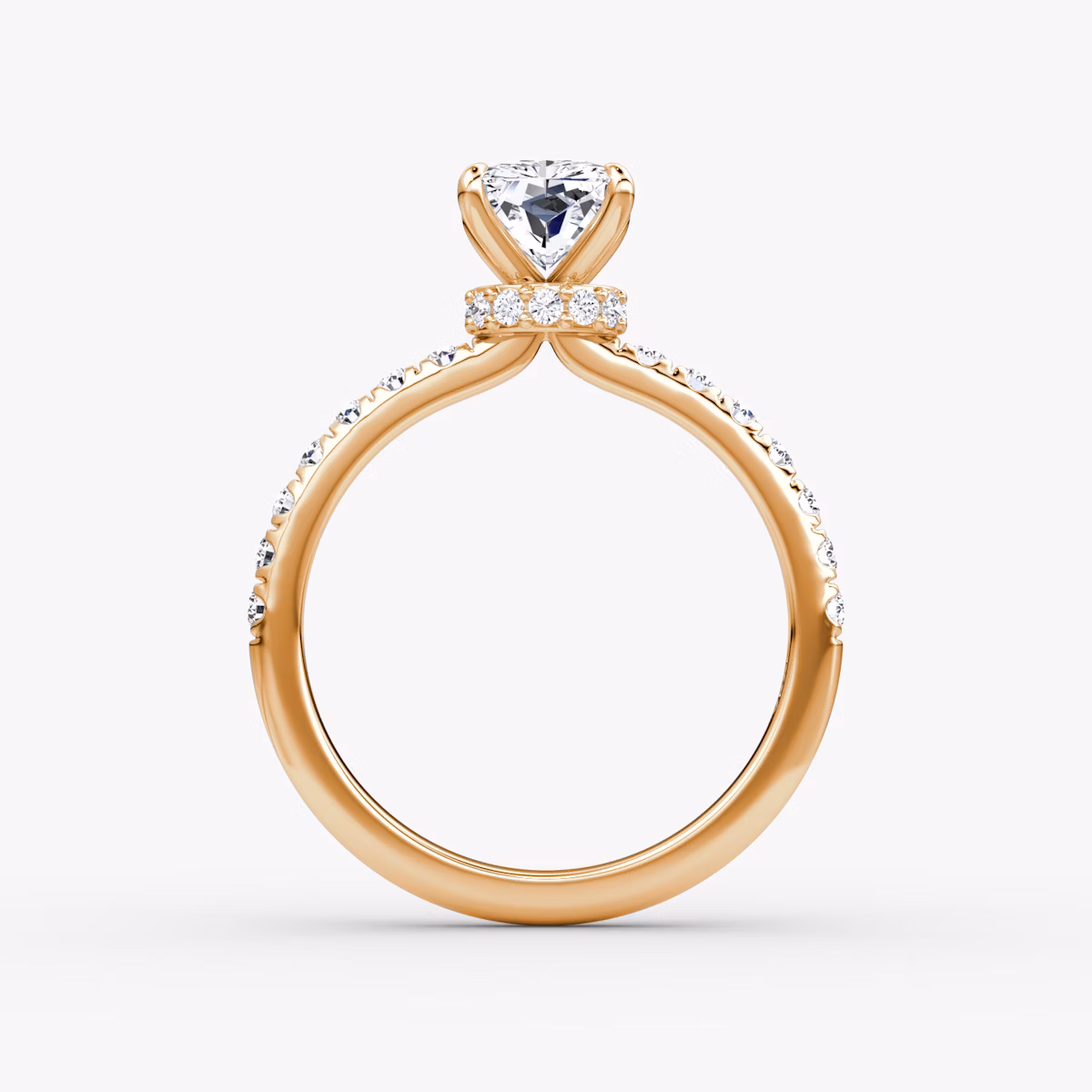 The Veiled Halo | Radiant | 14k | Rose Gold | bandAccent: Pavé | diamondOrientation: vertical | caratWeight: other