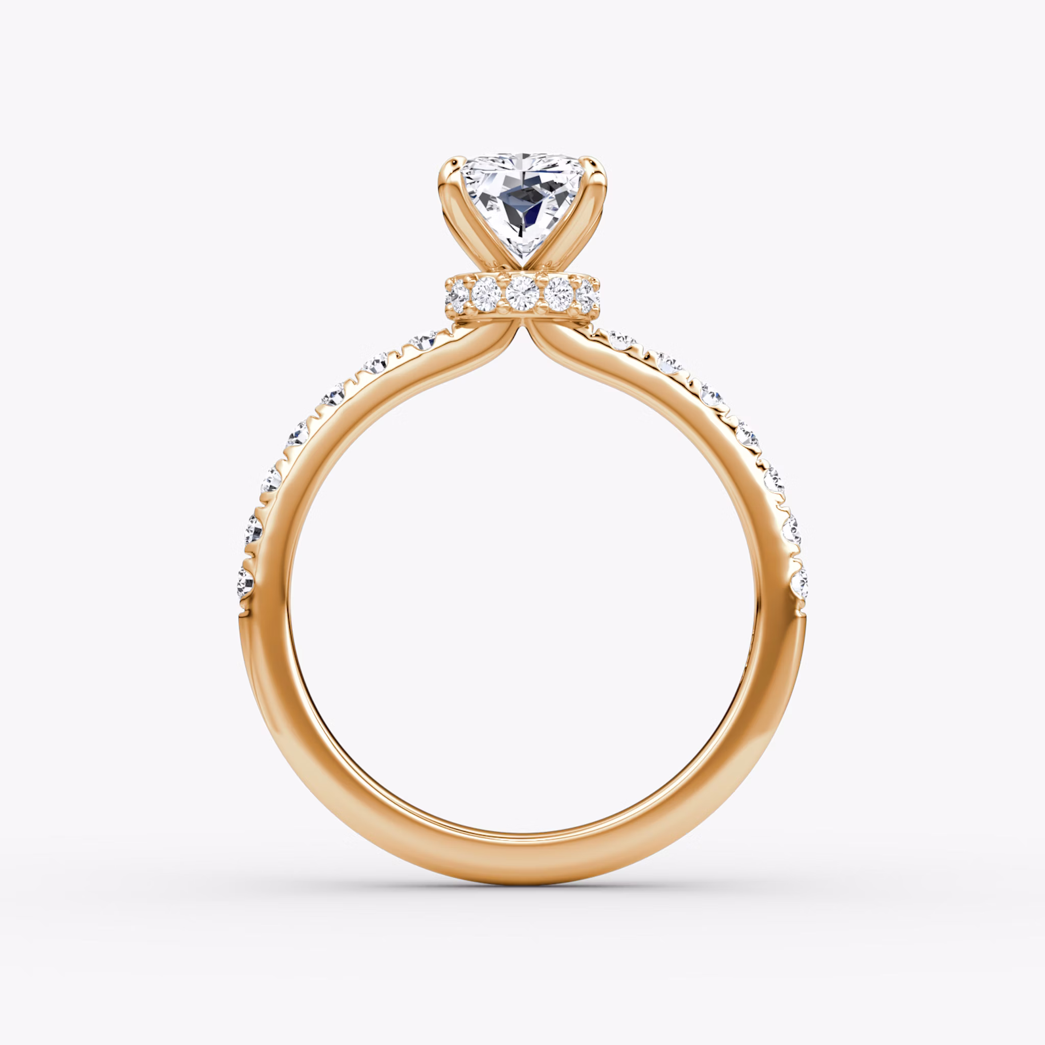 The Veiled Halo | Radiant | 14k | Rose Gold | bandAccent: Pavé | diamondOrientation: vertical | caratWeight: other