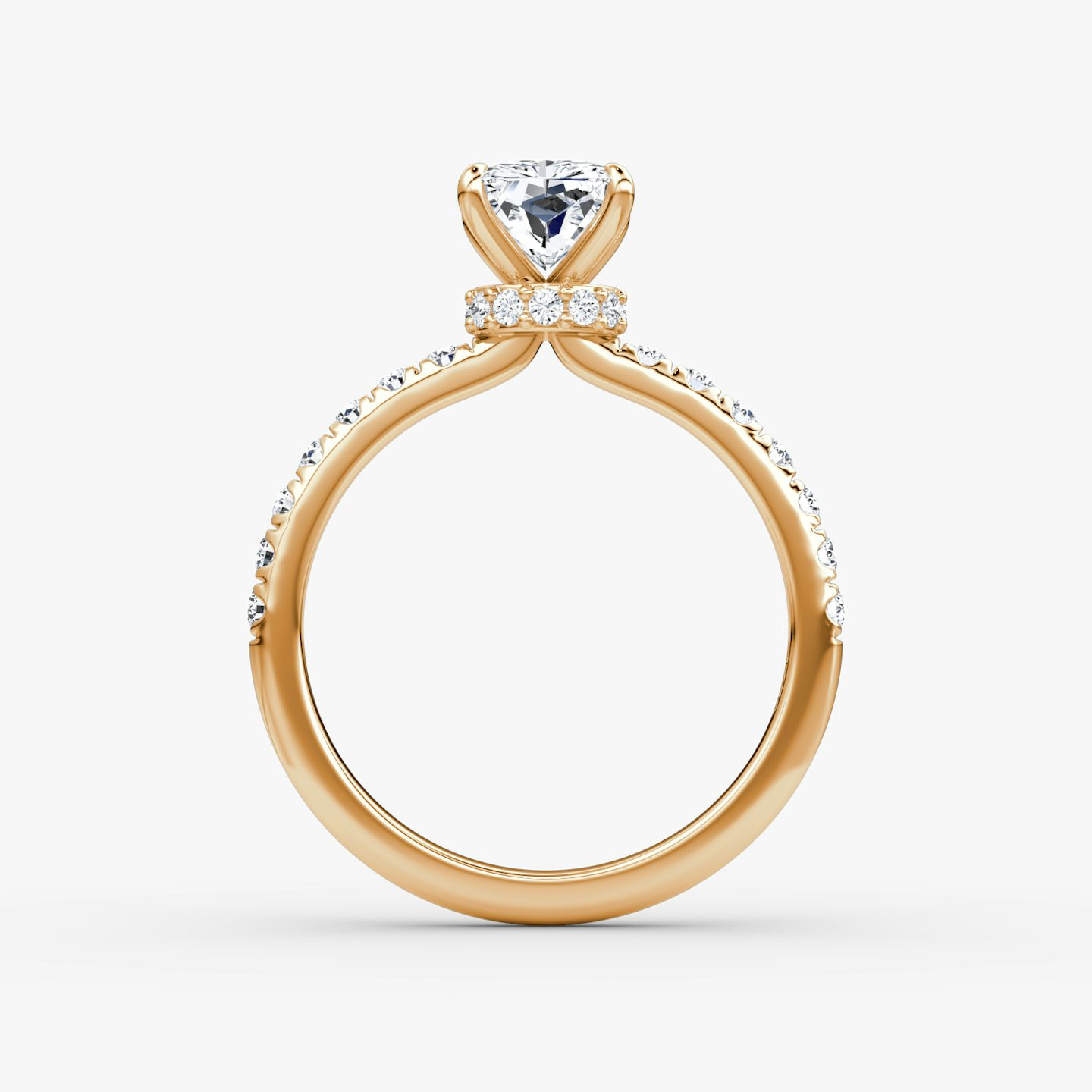 The Veiled Halo | Radiant | 14k | Rose Gold | bandAccent: Pavé | diamondOrientation: vertical | caratWeight: other