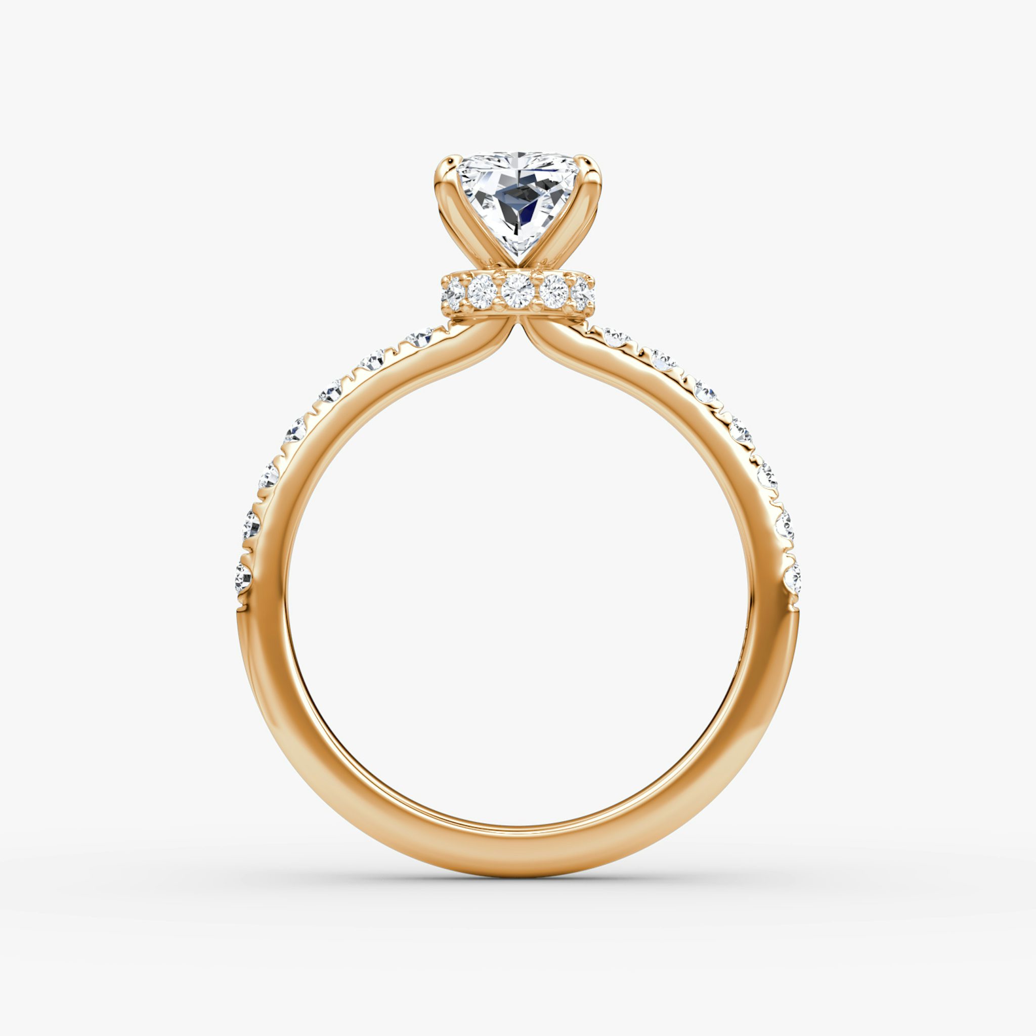 The Veiled Halo | Radiant | 14k | Rose Gold | bandAccent: Pavé | diamondOrientation: vertical | caratWeight: other