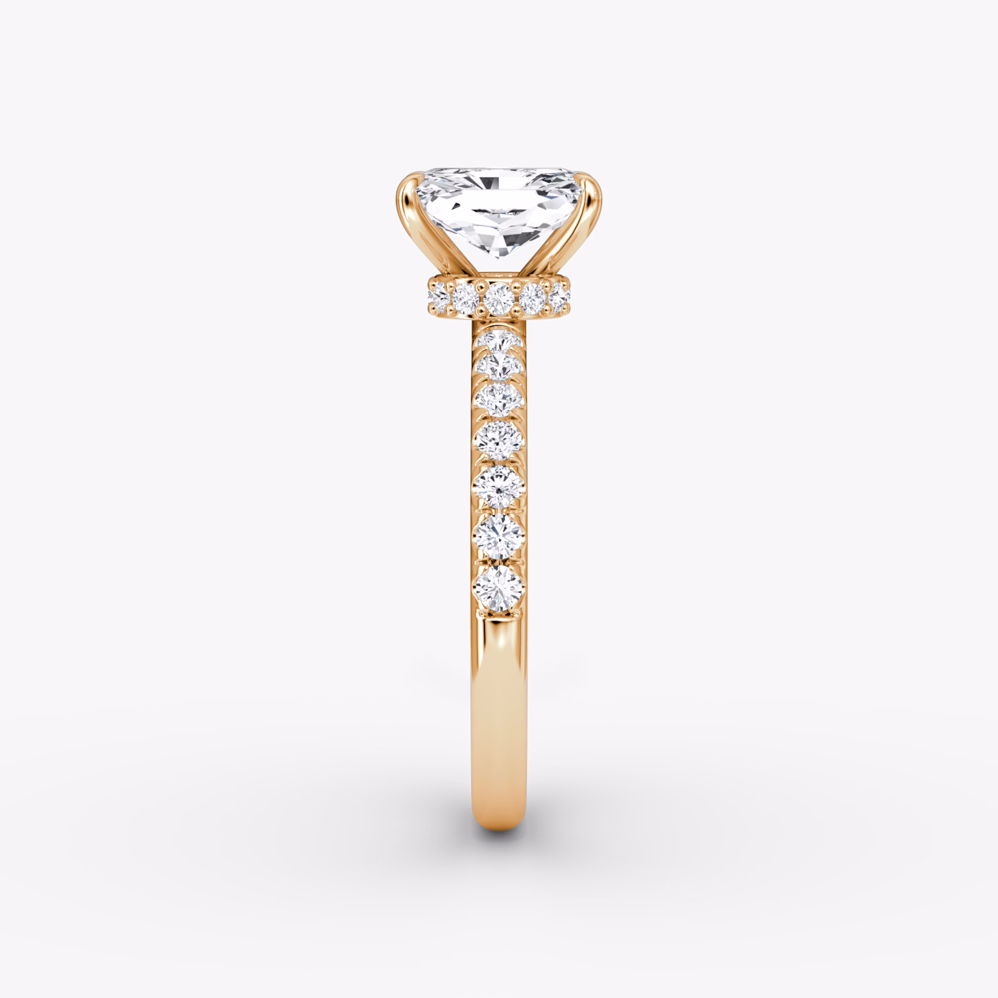 The Veiled Halo | Radiant | 14k | Rose Gold | bandAccent: Pavé | diamondOrientation: vertical | caratWeight: other