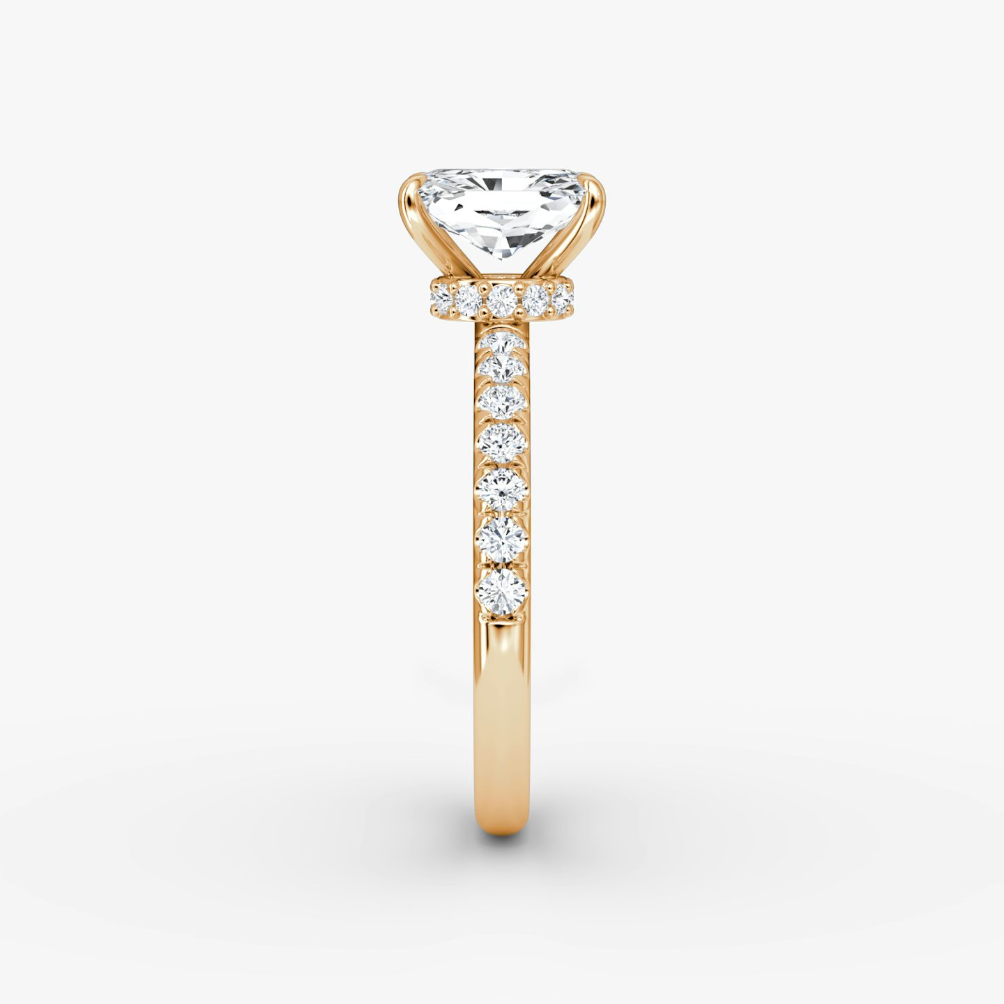 The Veiled Halo | Radiant | 14k | Rose Gold | bandAccent: Pavé | diamondOrientation: vertical | caratWeight: other
