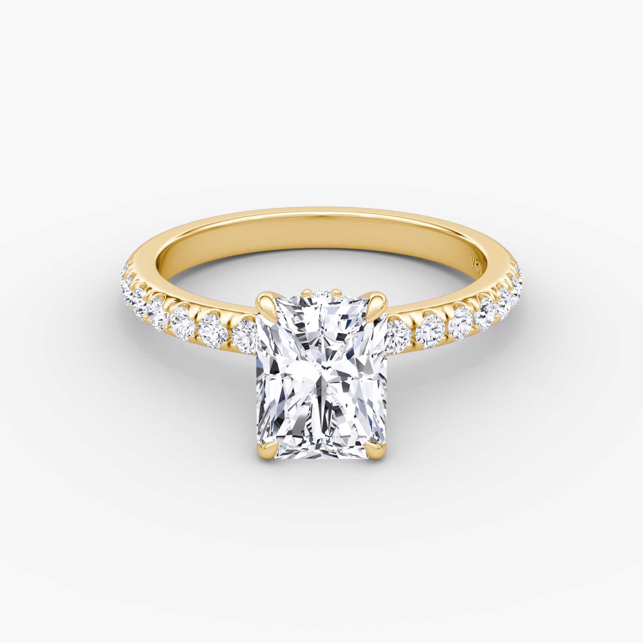 The Veiled Halo | Radiant | 18k | Yellow Gold | bandAccent: Pavé | diamondOrientation: vertical | caratWeight: other