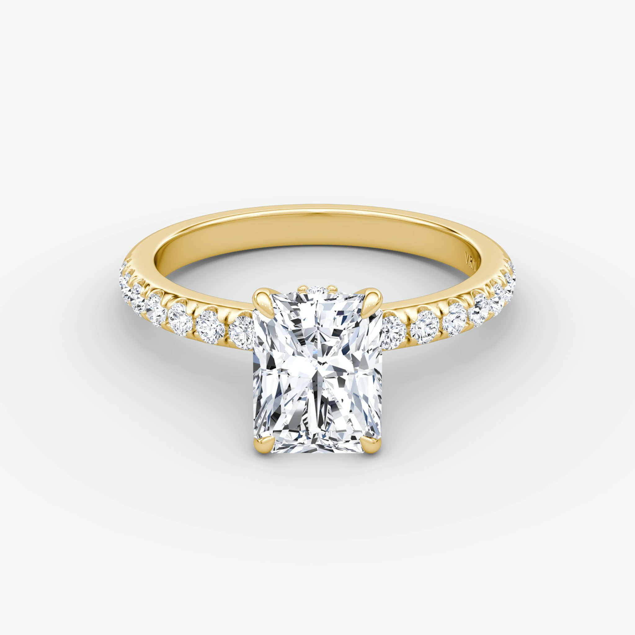 The Veiled Halo | Radiant | 18k | Yellow Gold | bandAccent: Pavé | diamondOrientation: vertical | caratWeight: other