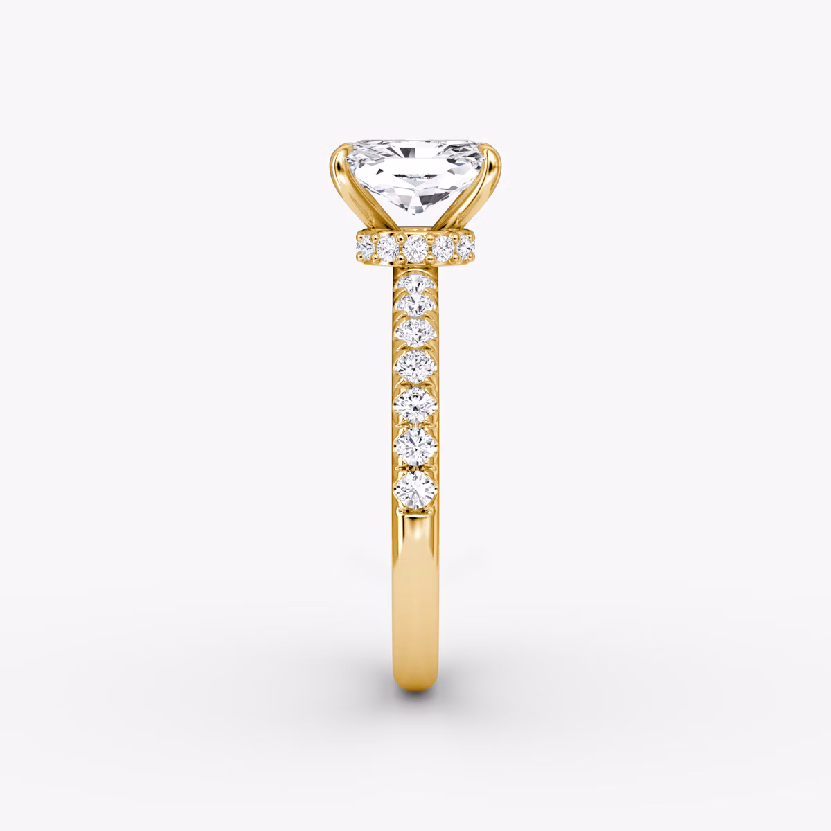 The Veiled Halo | Radiant | 18k | Yellow Gold | bandAccent: Pavé | diamondOrientation: vertical | caratWeight: other