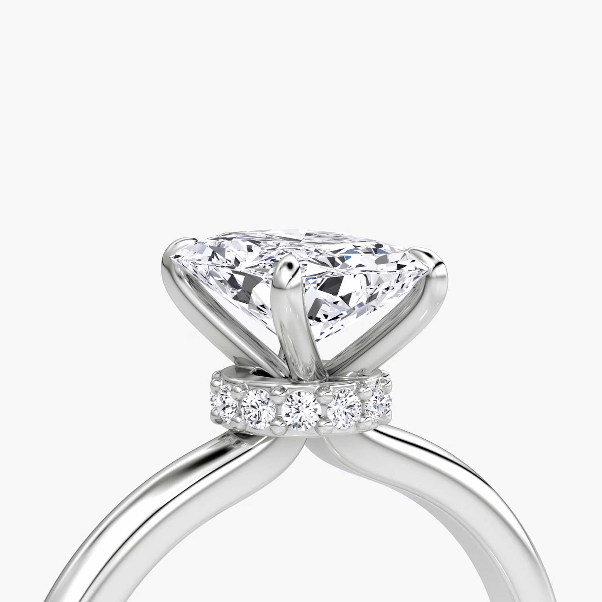 The Veiled Halo | Radiant | Platinum | bandAccent: Plain | diamondOrientation: vertical | caratWeight: other
