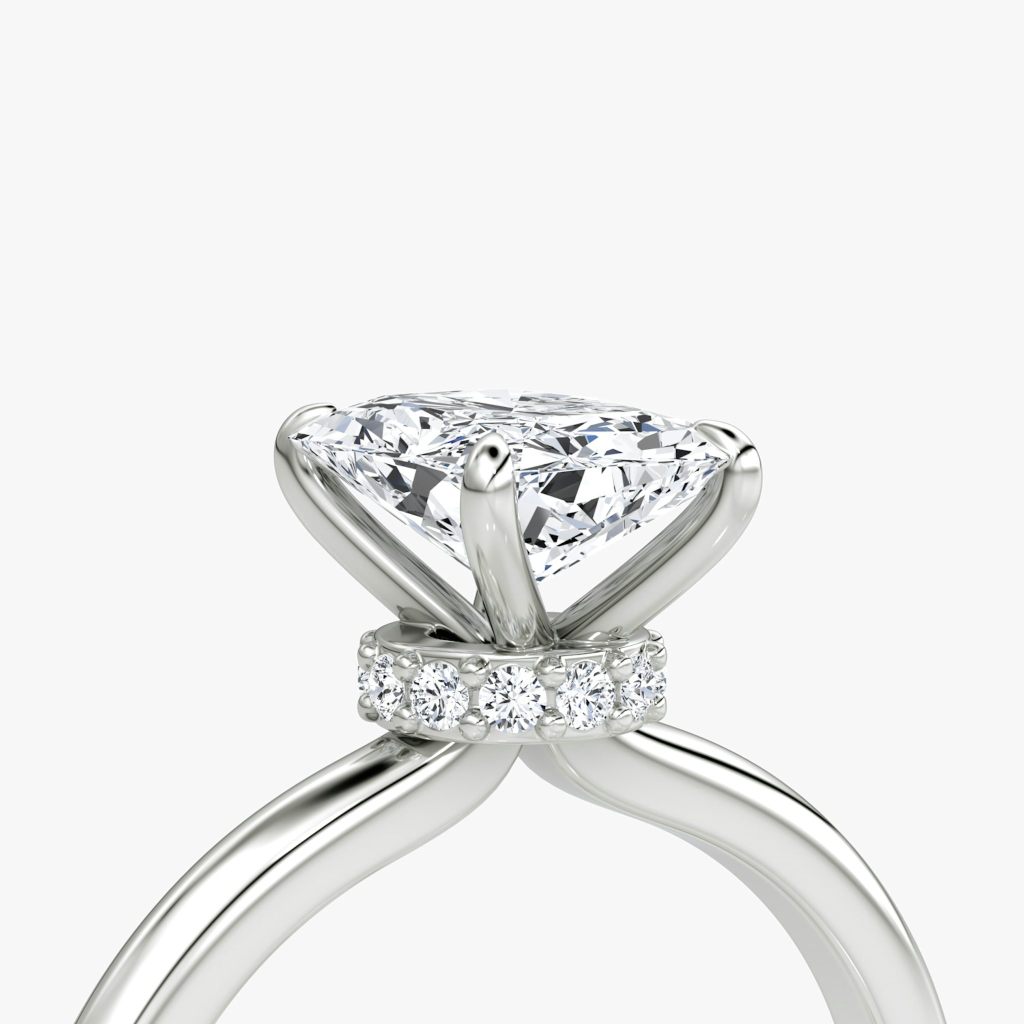The Veiled Halo | Radiant | Platinum | bandAccent: Plain | diamondOrientation: vertical | caratWeight: other