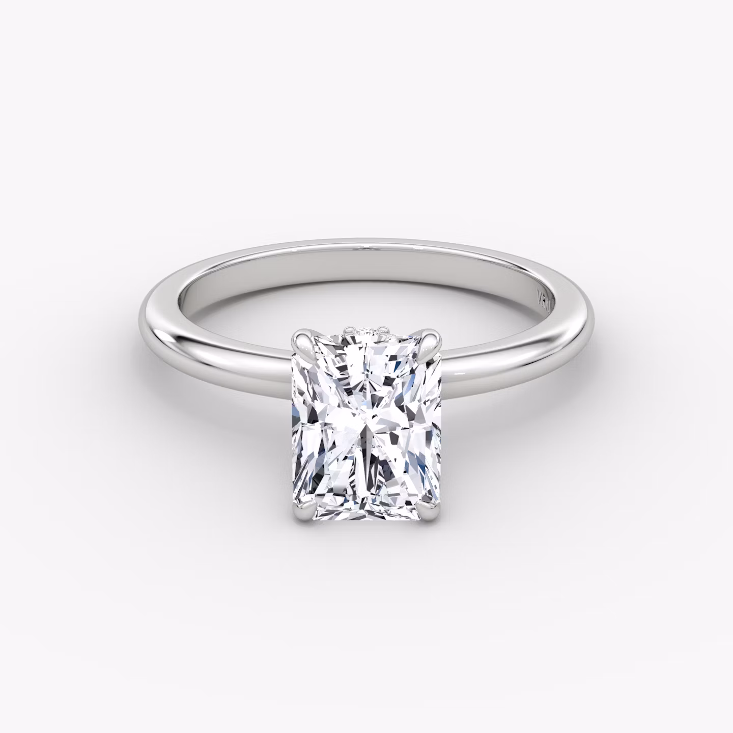 The Veiled Halo | Radiant | 18k | White Gold | bandAccent: Plain | diamondOrientation: vertical | caratWeight: other