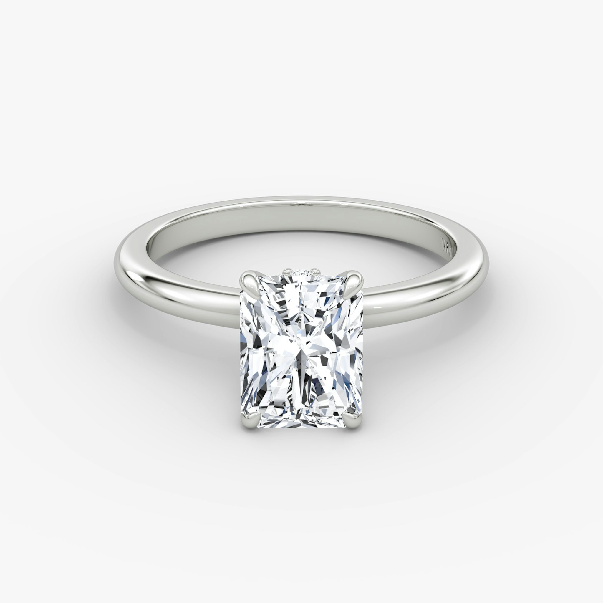 The Veiled Halo | Radiant | Platinum | bandAccent: Plain | diamondOrientation: vertical | caratWeight: other