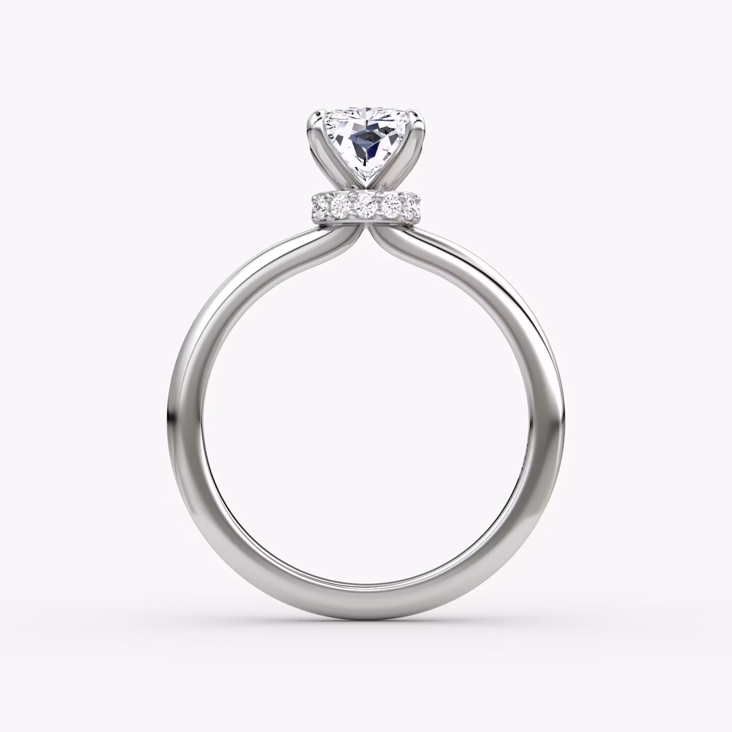 The Veiled Halo | Radiant | 18k | White Gold | bandAccent: Plain | diamondOrientation: vertical | caratWeight: other