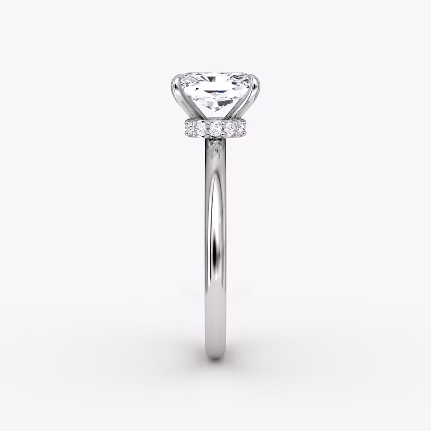 The Veiled Halo | Radiant | 18k | White Gold | bandAccent: Plain | diamondOrientation: vertical | caratWeight: other