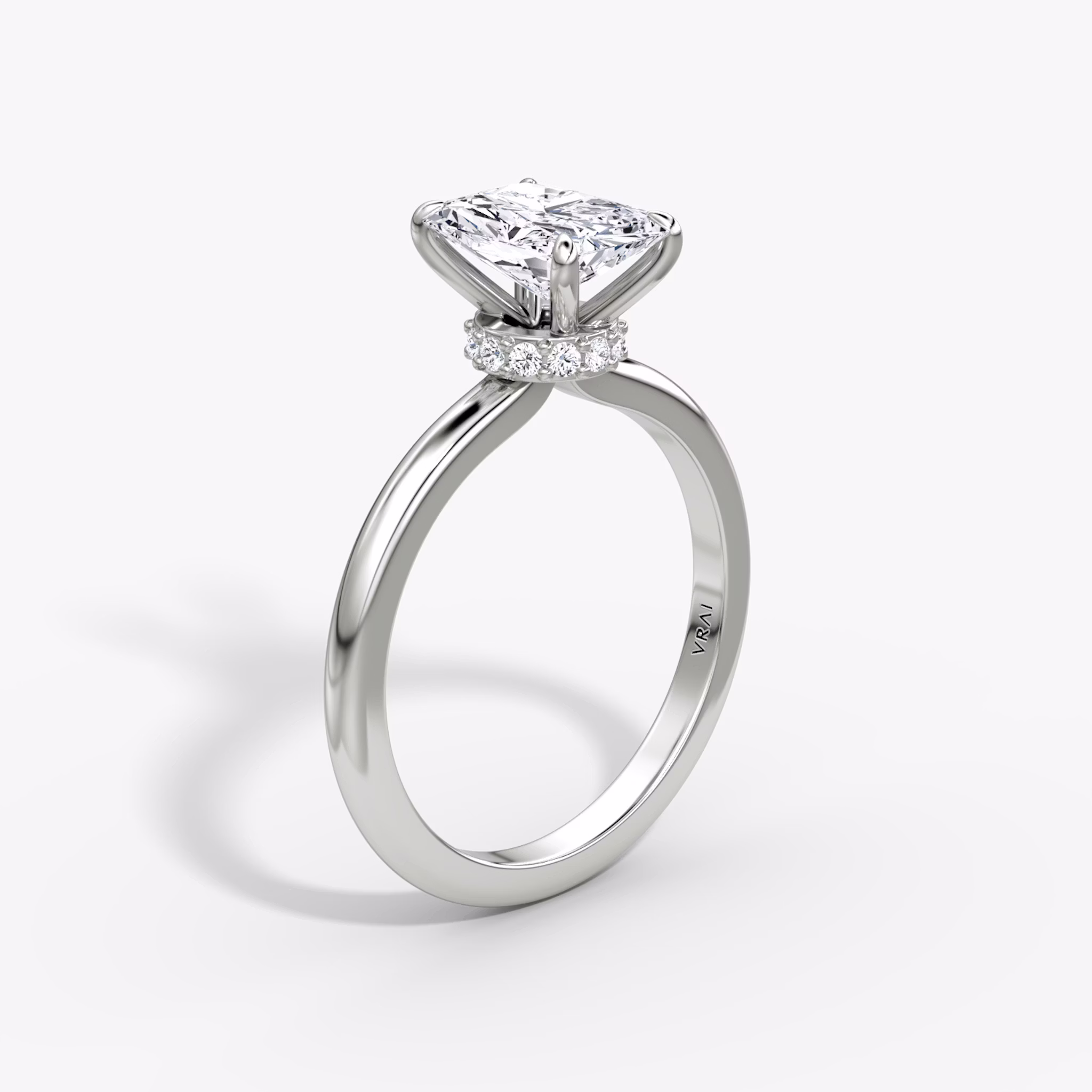 The Veiled Halo | Radiant | Platinum | bandAccent: Plain | diamondOrientation: vertical | caratWeight: other