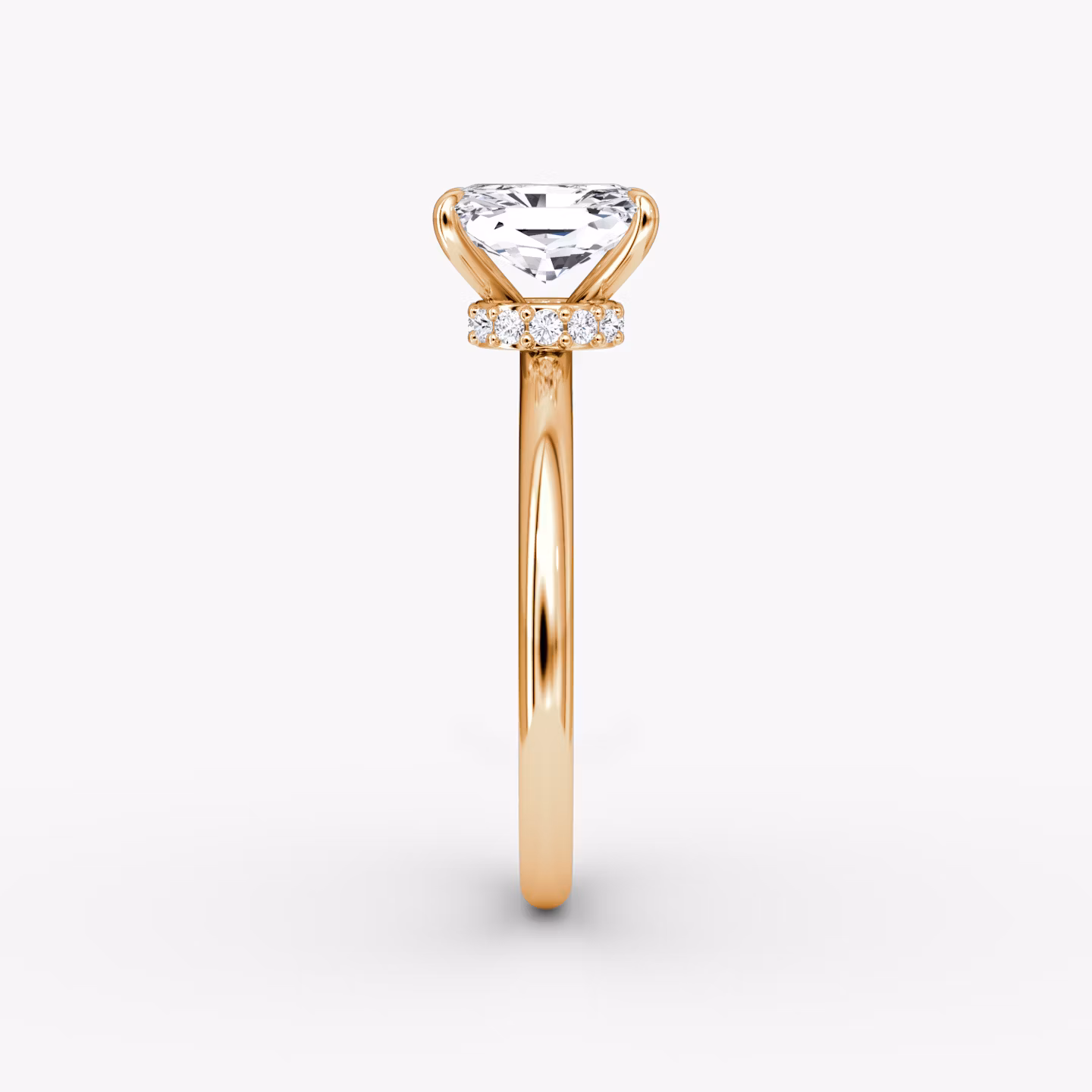 The Veiled Halo | Radiant | 14k | Rose Gold | bandAccent: Plain | diamondOrientation: vertical | caratWeight: other