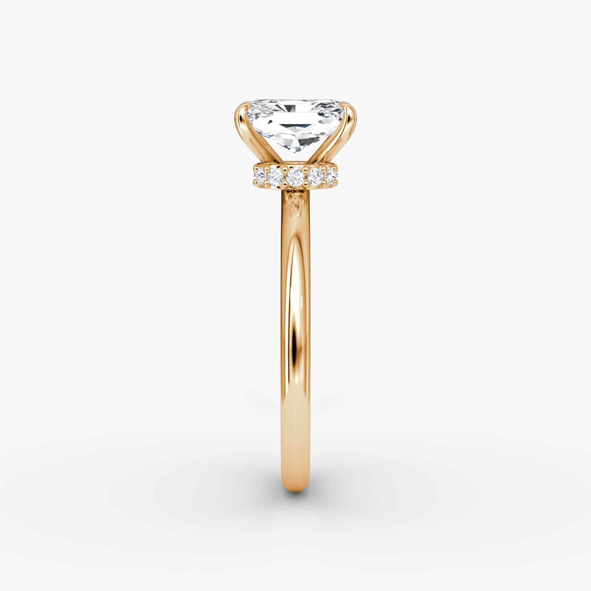 The Veiled Halo | Radiant | 14k | Rose Gold | bandAccent: Plain | diamondOrientation: vertical | caratWeight: other