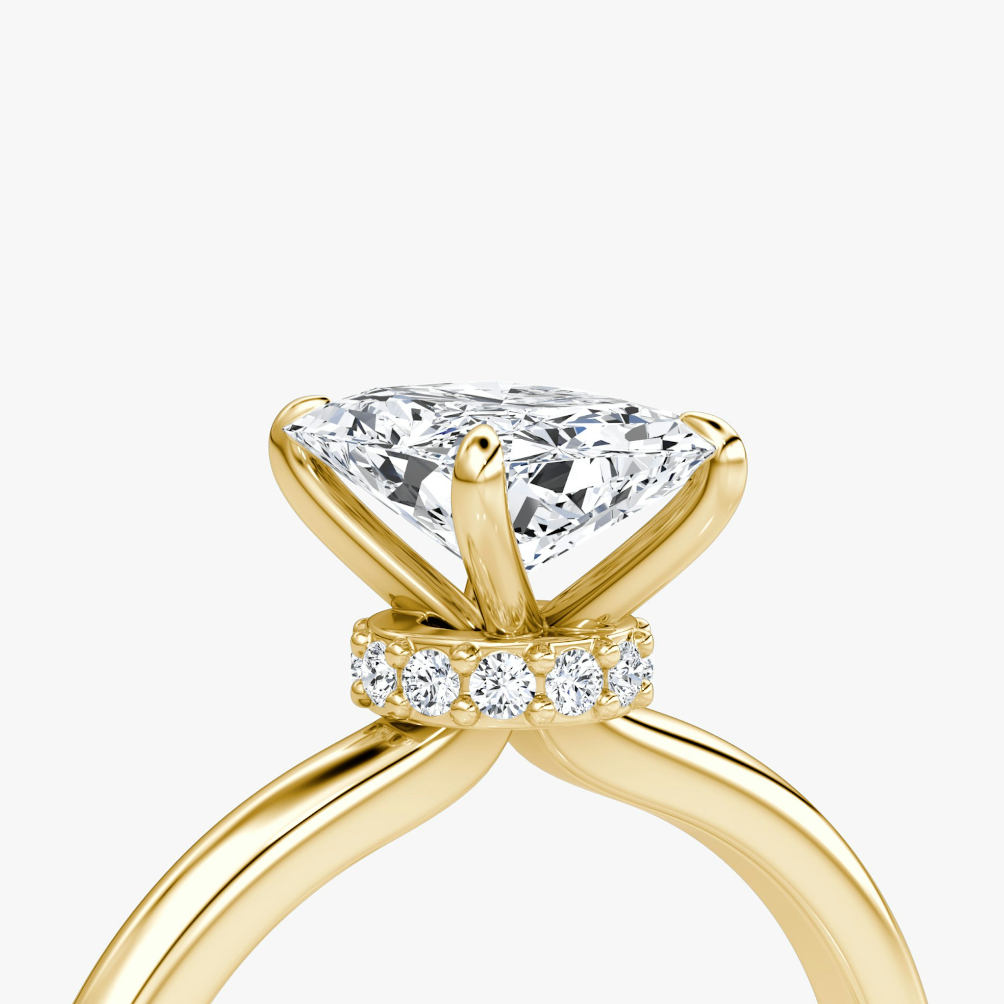 The Veiled Halo | Radiant | 18k | Yellow Gold | bandAccent: Plain | diamondOrientation: vertical | caratWeight: other