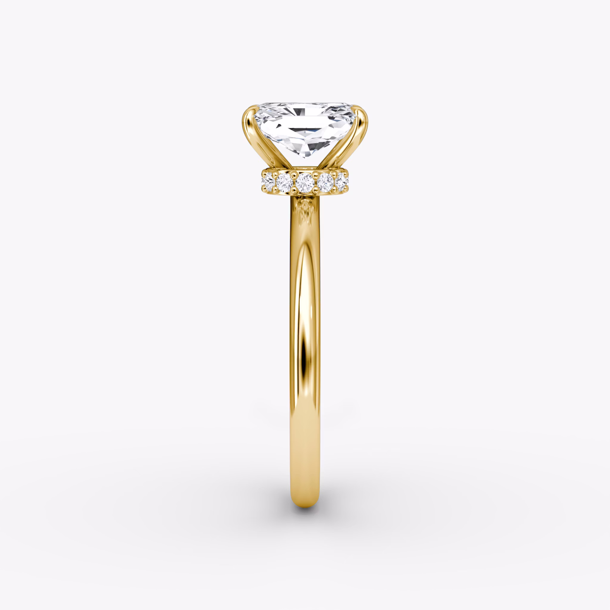 The Veiled Halo | Radiant | 18k | Yellow Gold | bandAccent: Plain | diamondOrientation: vertical | caratWeight: other