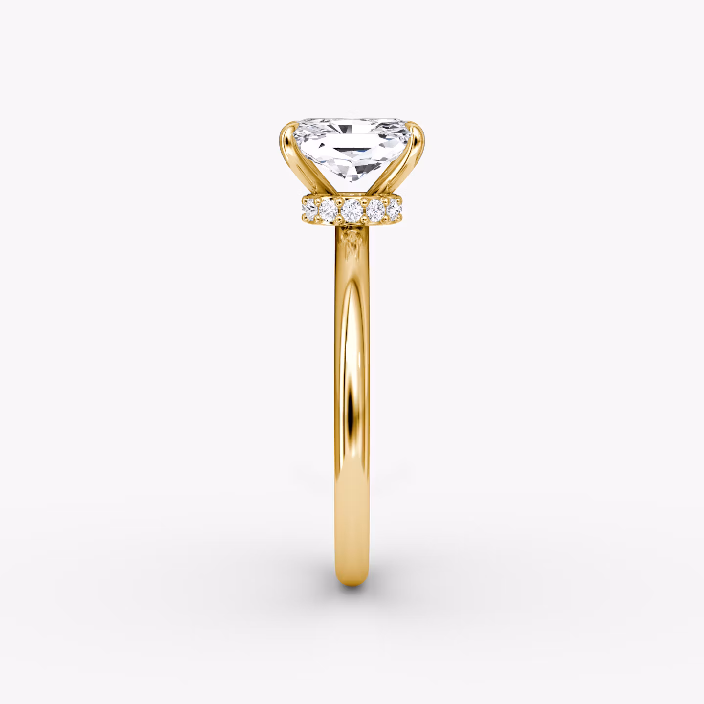 The Veiled Halo | Radiant | 18k | Yellow Gold | bandAccent: Plain | diamondOrientation: vertical | caratWeight: other