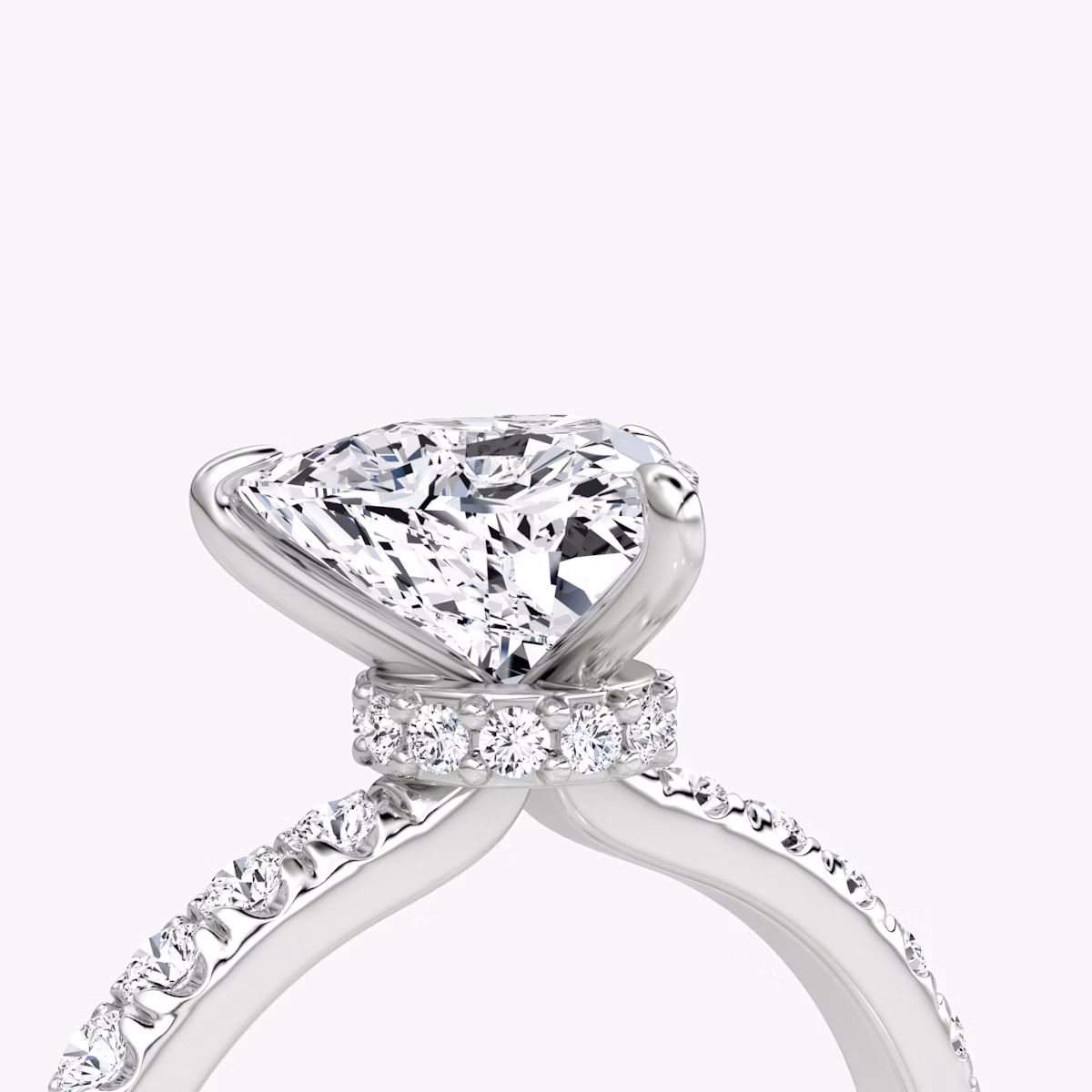 The Veiled Halo | Trillion | 18k | White Gold | bandAccent: Pavé | diamondOrientation: vertical | caratWeight: other