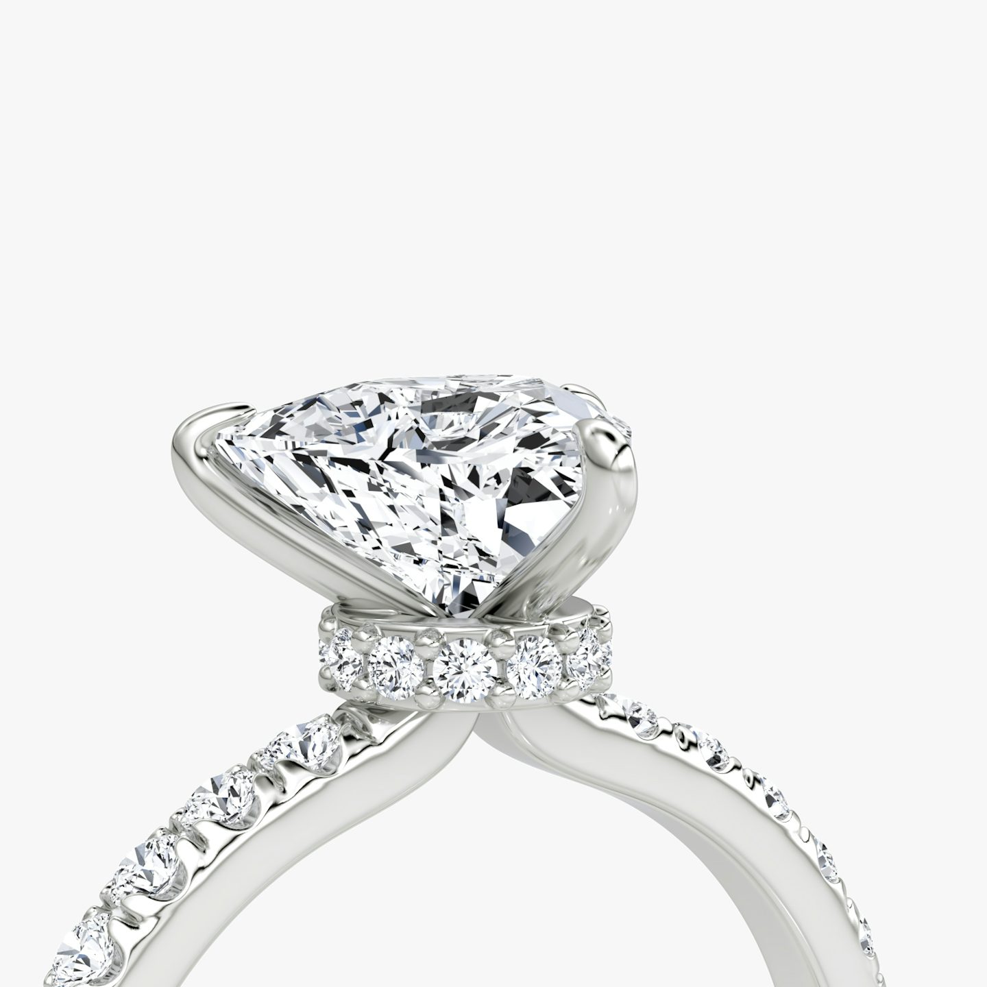 The Veiled Halo | Trillion | Platinum | bandAccent: Pavé | diamondOrientation: vertical | caratWeight: other
