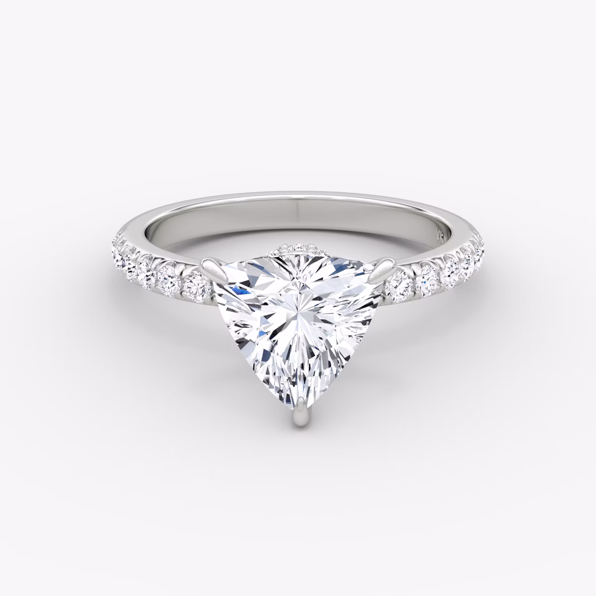 The Veiled Halo | Trillion | 18k | White Gold | bandAccent: Pavé | diamondOrientation: vertical | caratWeight: other