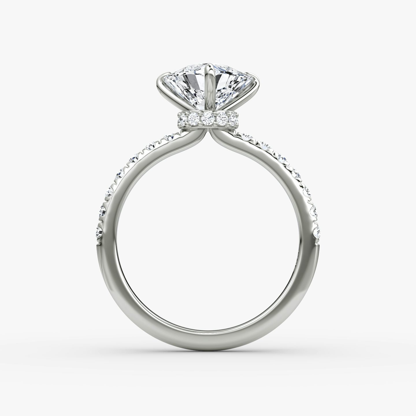 The Veiled Halo | Trillion | Platinum | bandAccent: Pavé | diamondOrientation: vertical | caratWeight: other