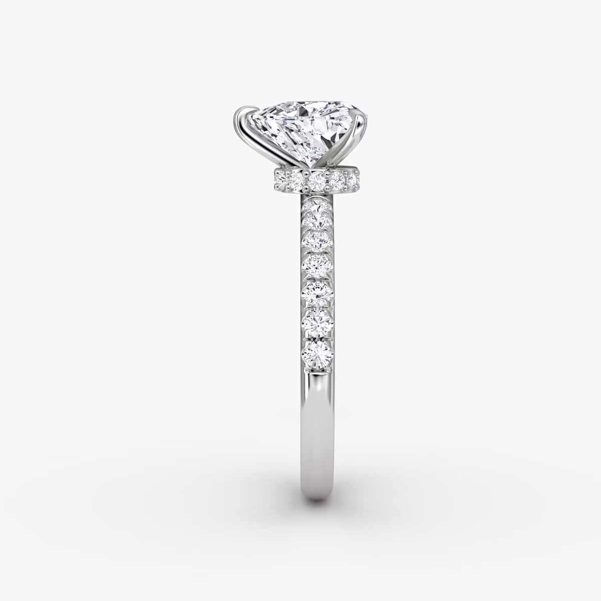 The Veiled Halo | Trillion | 18k | White Gold | bandAccent: Pavé | diamondOrientation: vertical | caratWeight: other