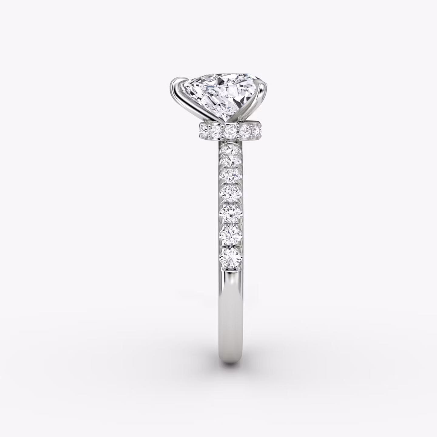 The Veiled Halo | Trillion | Platinum | bandAccent: Pavé | diamondOrientation: vertical | caratWeight: other