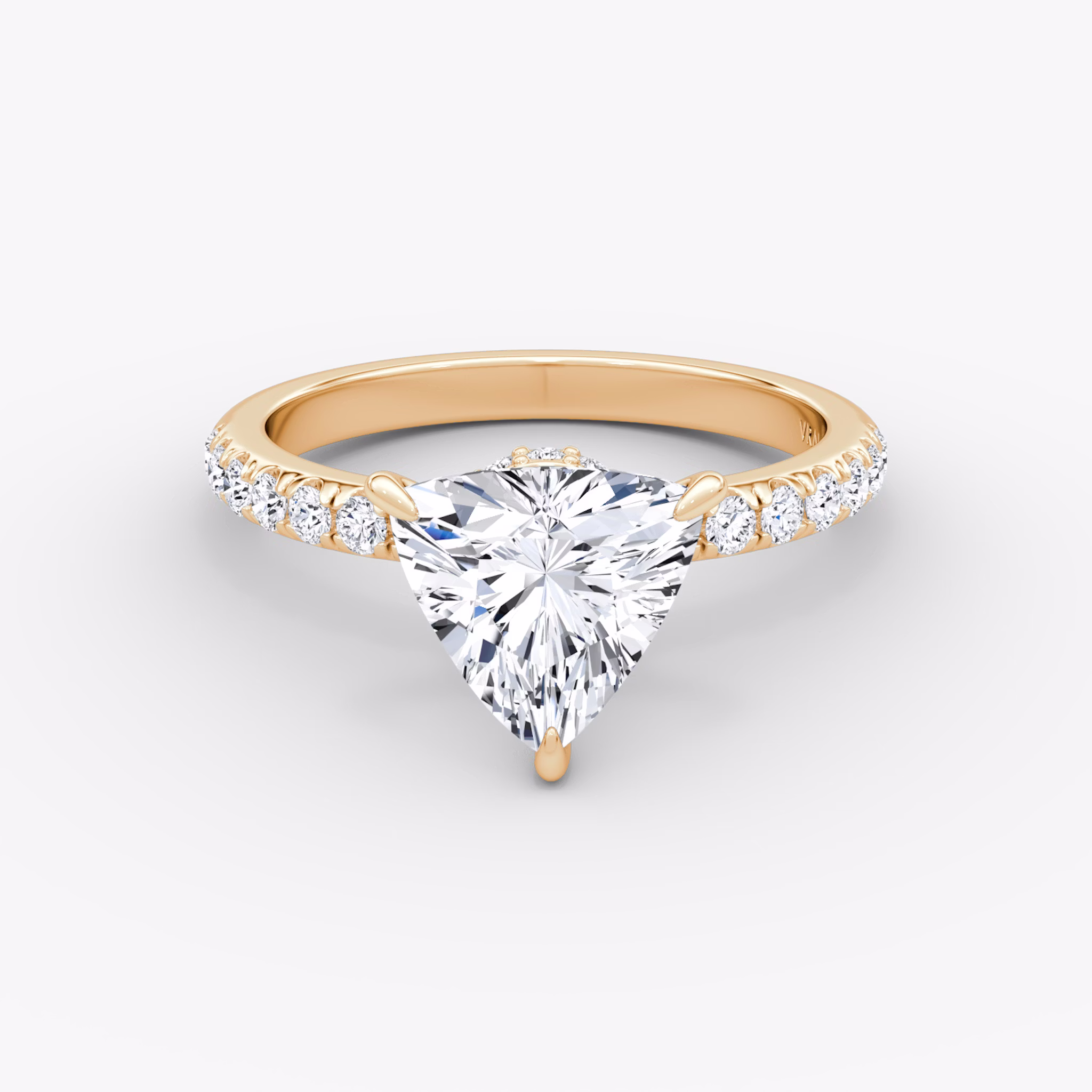 The Veiled Halo | Trillion | 14k | Rose Gold | bandAccent: Pavé | diamondOrientation: vertical | caratWeight: other