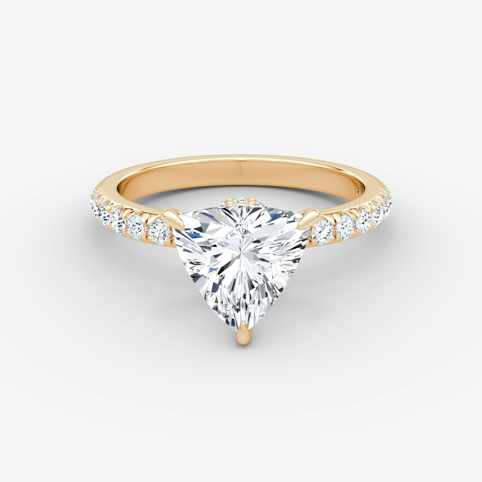 The Veiled Halo | Trillion | 14k | Rose Gold | bandAccent: Pavé | diamondOrientation: vertical | caratWeight: other