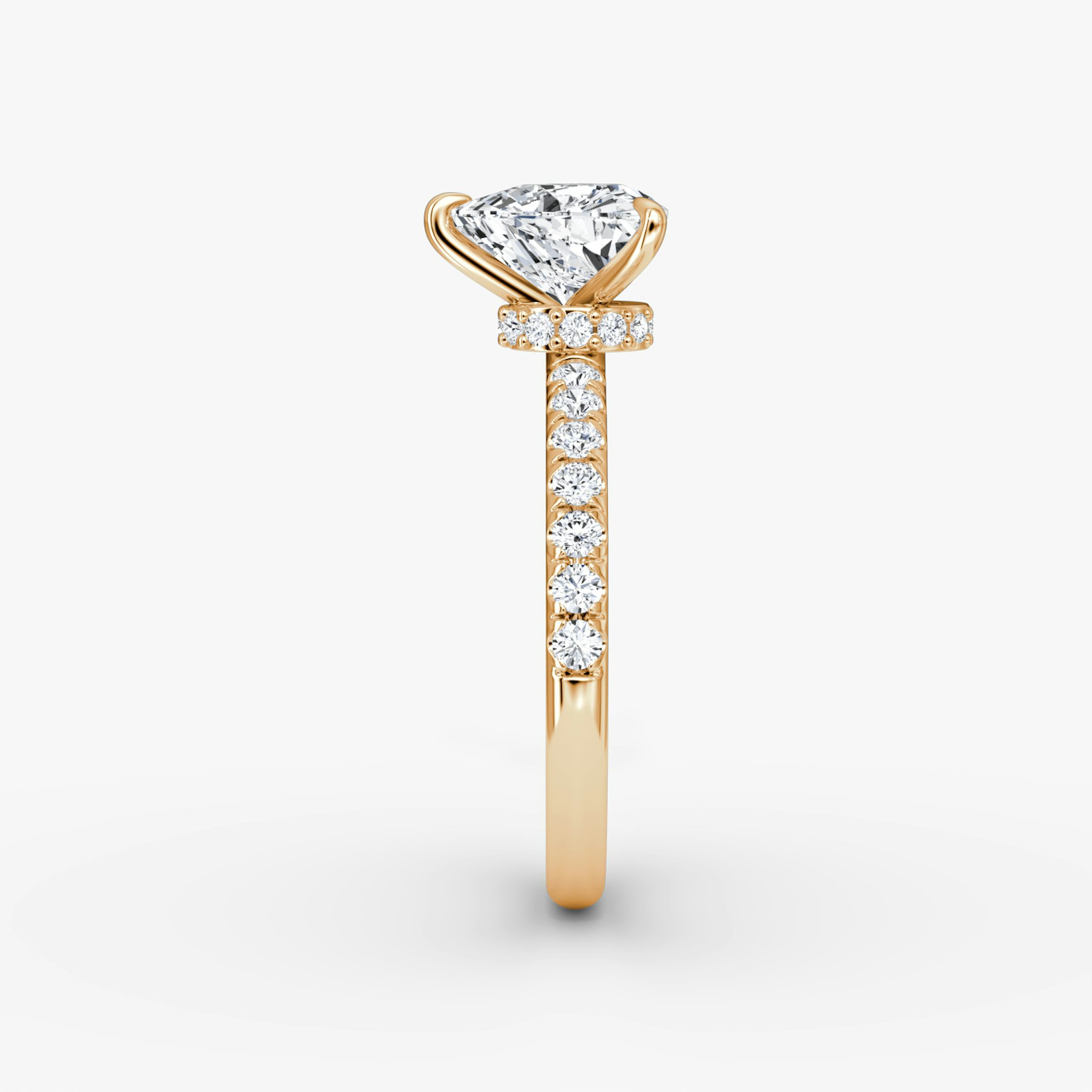 The Veiled Halo | Trillion | 14k | Rose Gold | bandAccent: Pavé | diamondOrientation: vertical | caratWeight: other