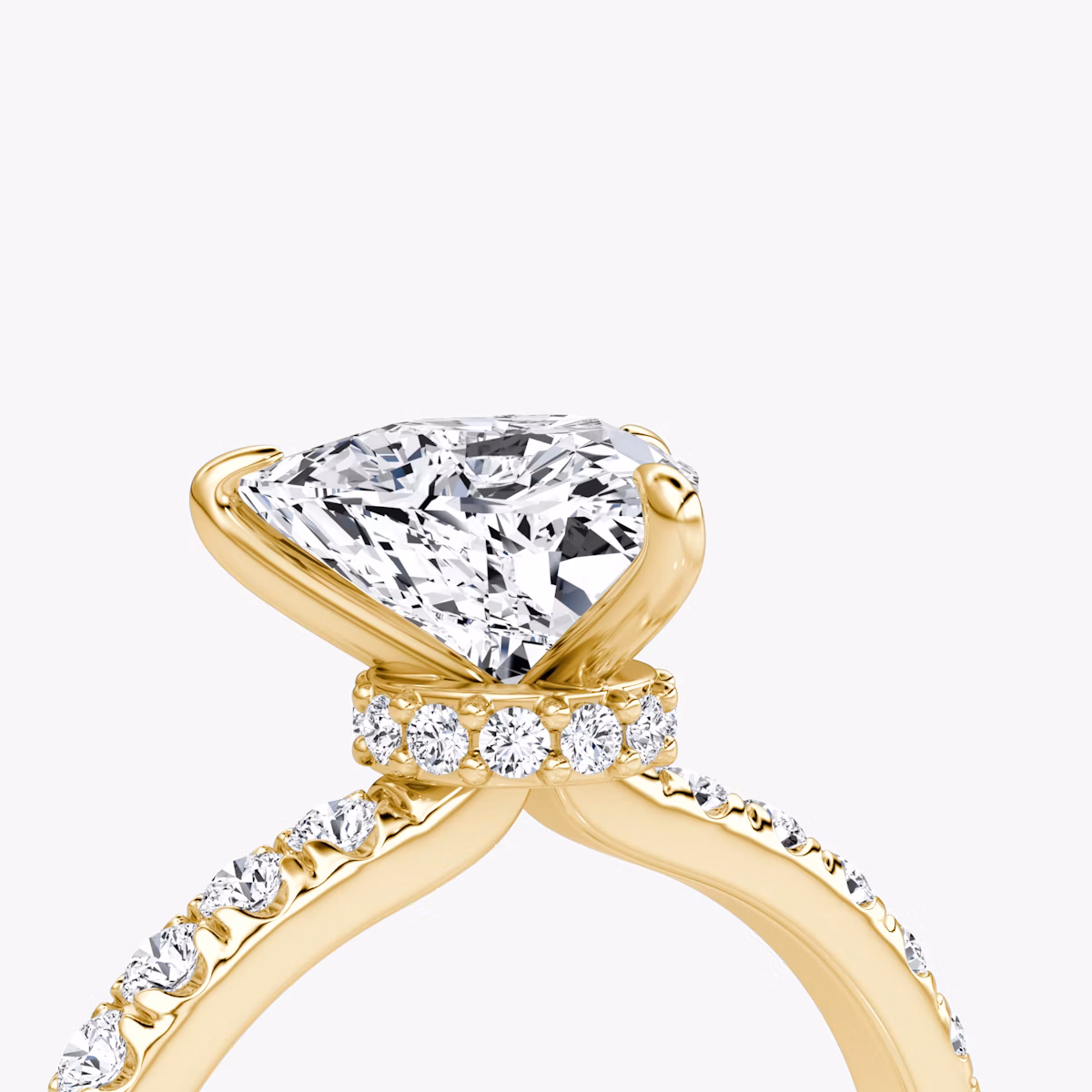 The Veiled Halo | Trillion | 18k | Yellow Gold | bandAccent: Pavé | diamondOrientation: vertical | caratWeight: other
