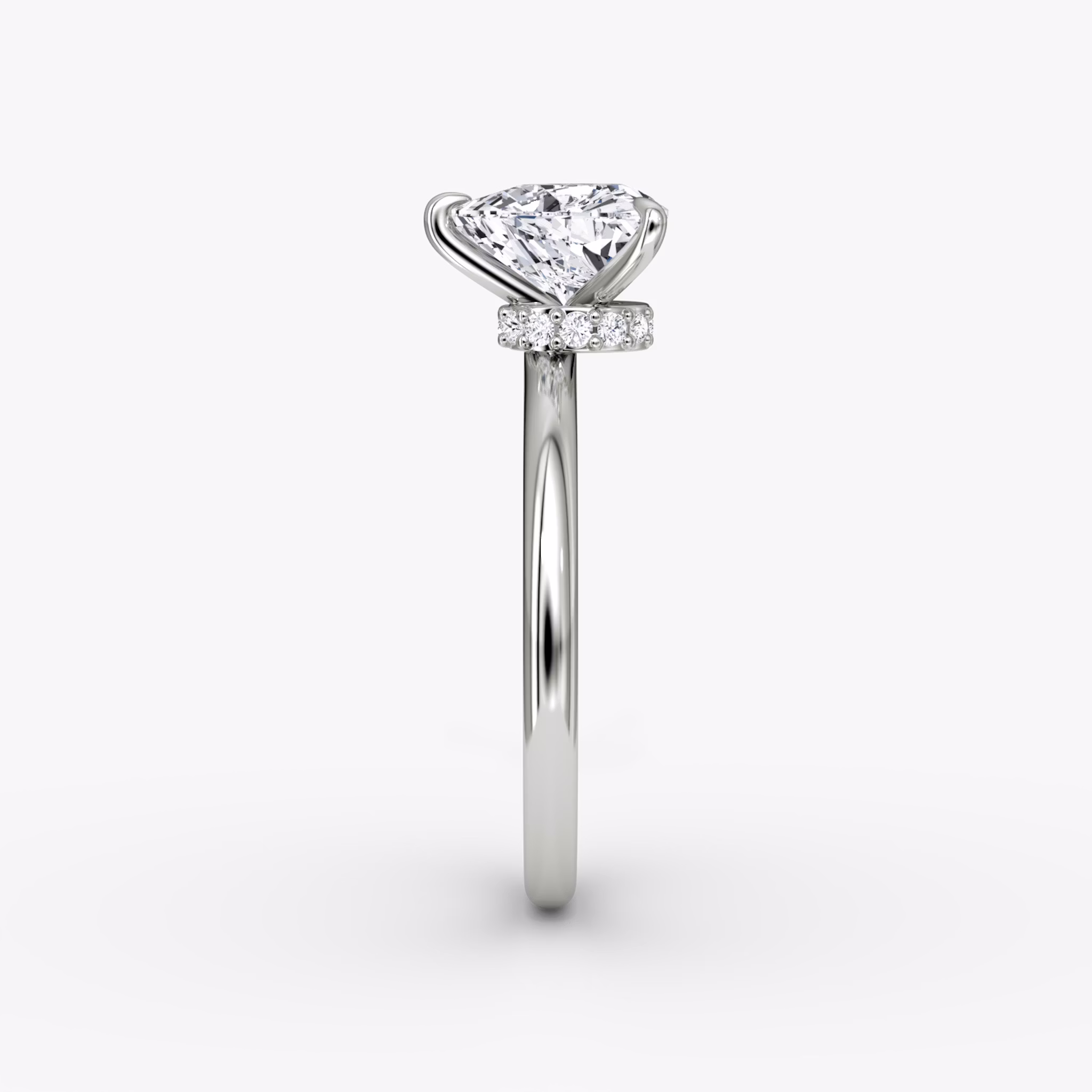 The Veiled Halo | Trillion | 18k | White Gold | bandAccent: Plain | diamondOrientation: vertical | caratWeight: other