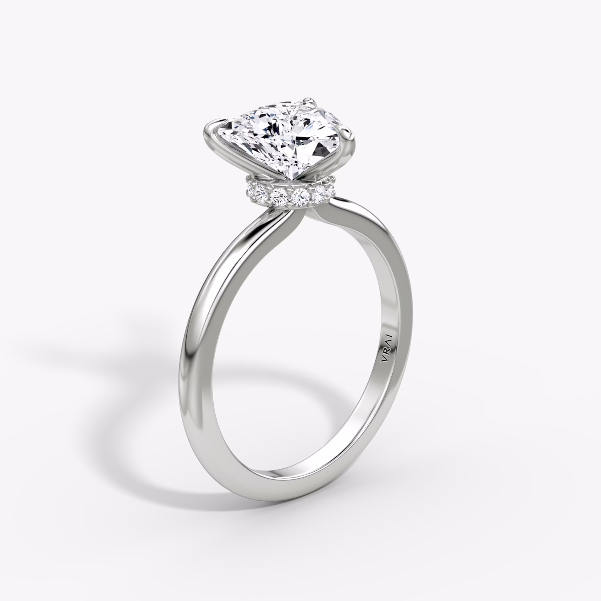 The Veiled Halo | Trillion | 18k | White Gold | bandAccent: Plain | diamondOrientation: vertical | caratWeight: other