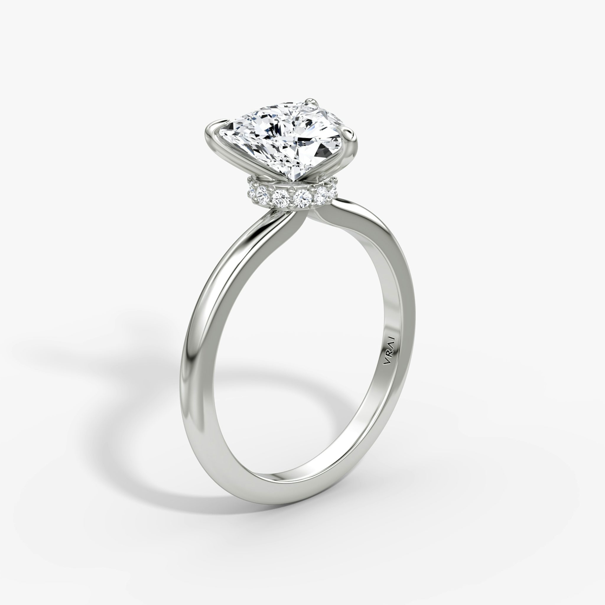 The Veiled Halo | Trillion | 18k | White Gold | bandAccent: Plain | diamondOrientation: vertical | caratWeight: other
