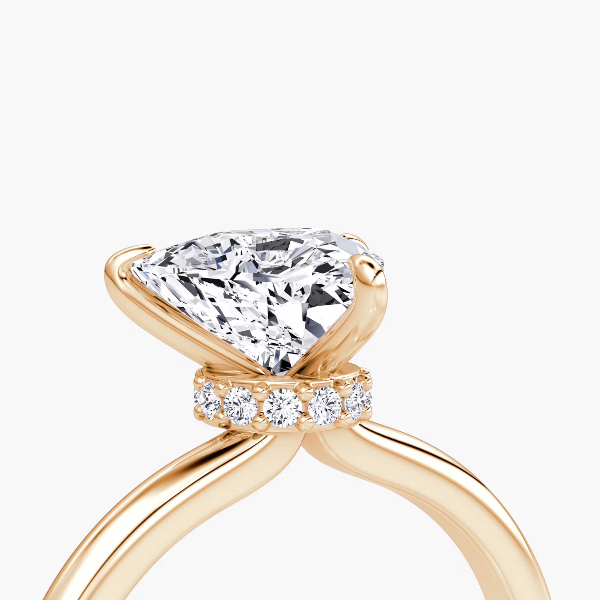 The Veiled Halo | Trillion | 14k | Rose Gold | bandAccent: Plain | diamondOrientation: vertical | caratWeight: other