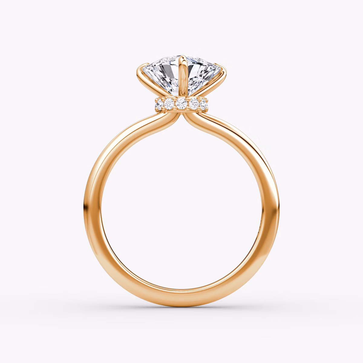 The Veiled Halo | Trillion | 14k | Rose Gold | bandAccent: Plain | diamondOrientation: vertical | caratWeight: other