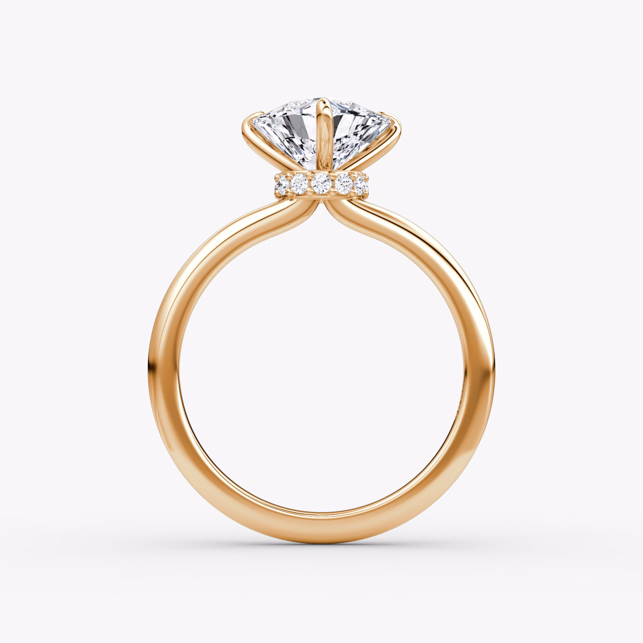 The Veiled Halo | Trillion | 14k | Rose Gold | bandAccent: Plain | diamondOrientation: vertical | caratWeight: other