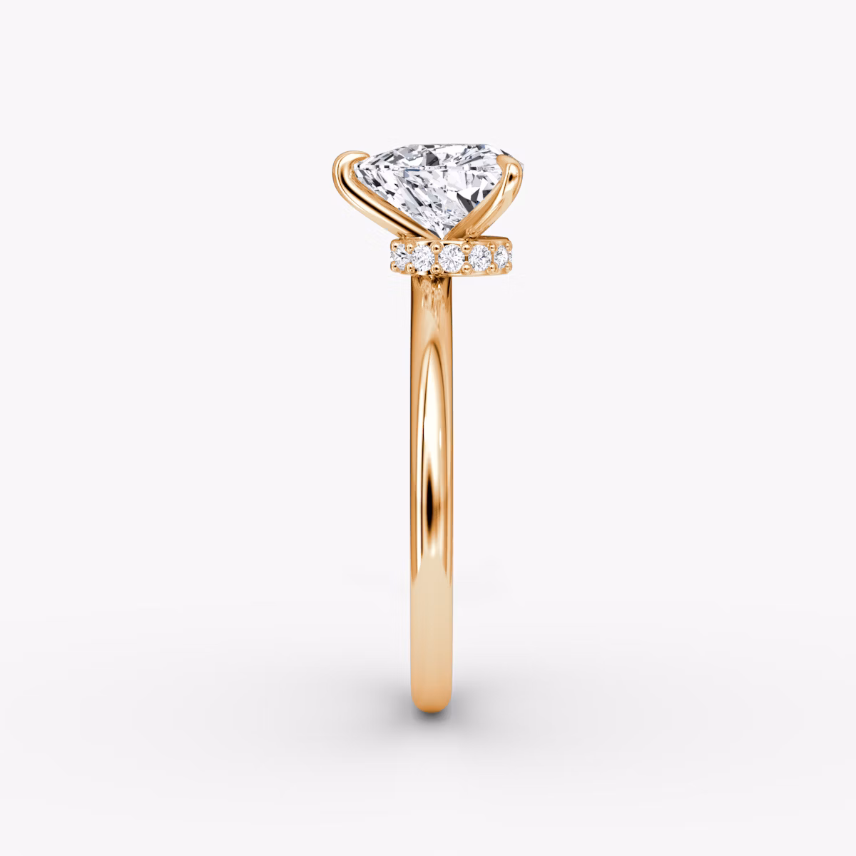The Veiled Halo | Trillion | 14k | Rose Gold | bandAccent: Plain | diamondOrientation: vertical | caratWeight: other