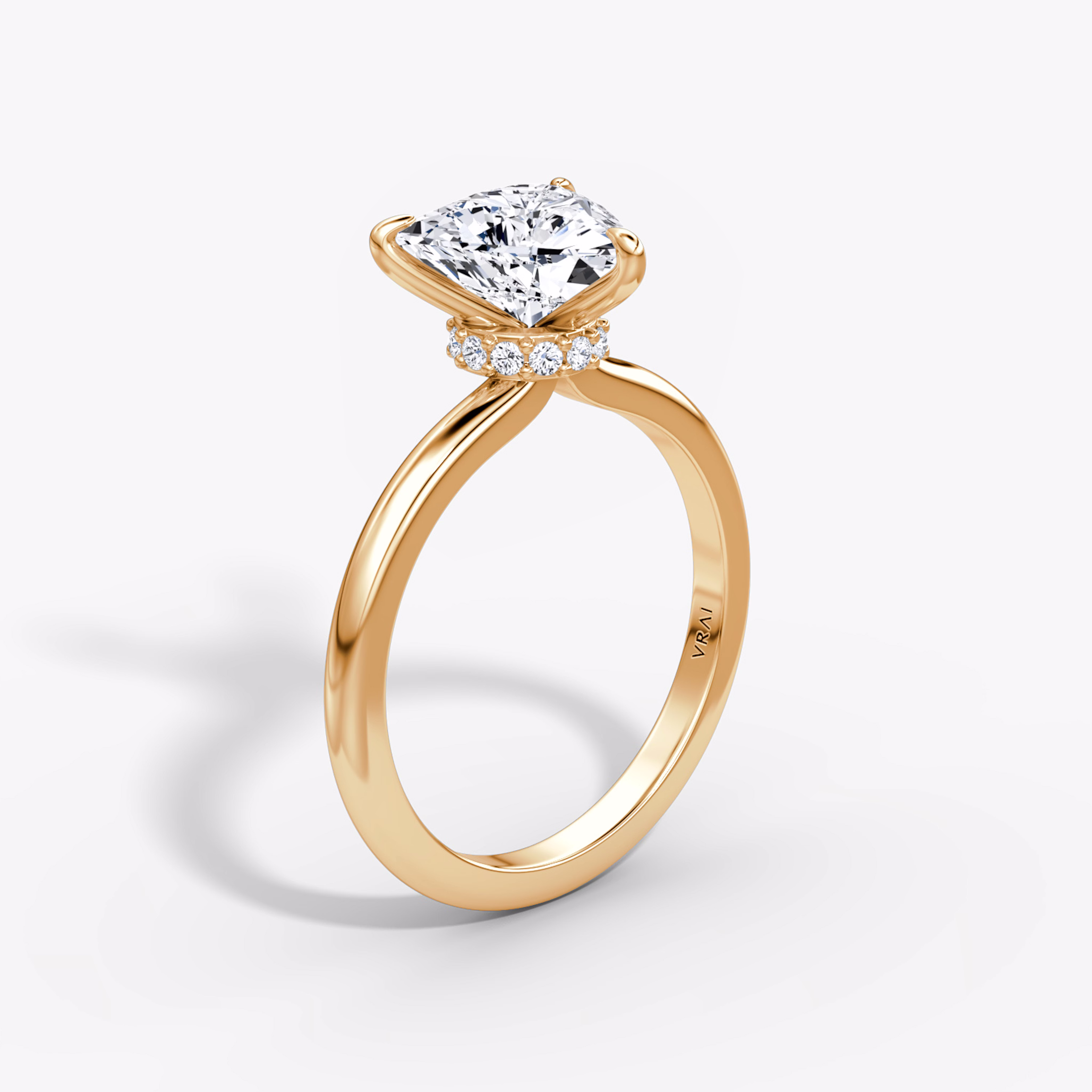 Veiled Halo Trillion Rose Gold Engagement Ring