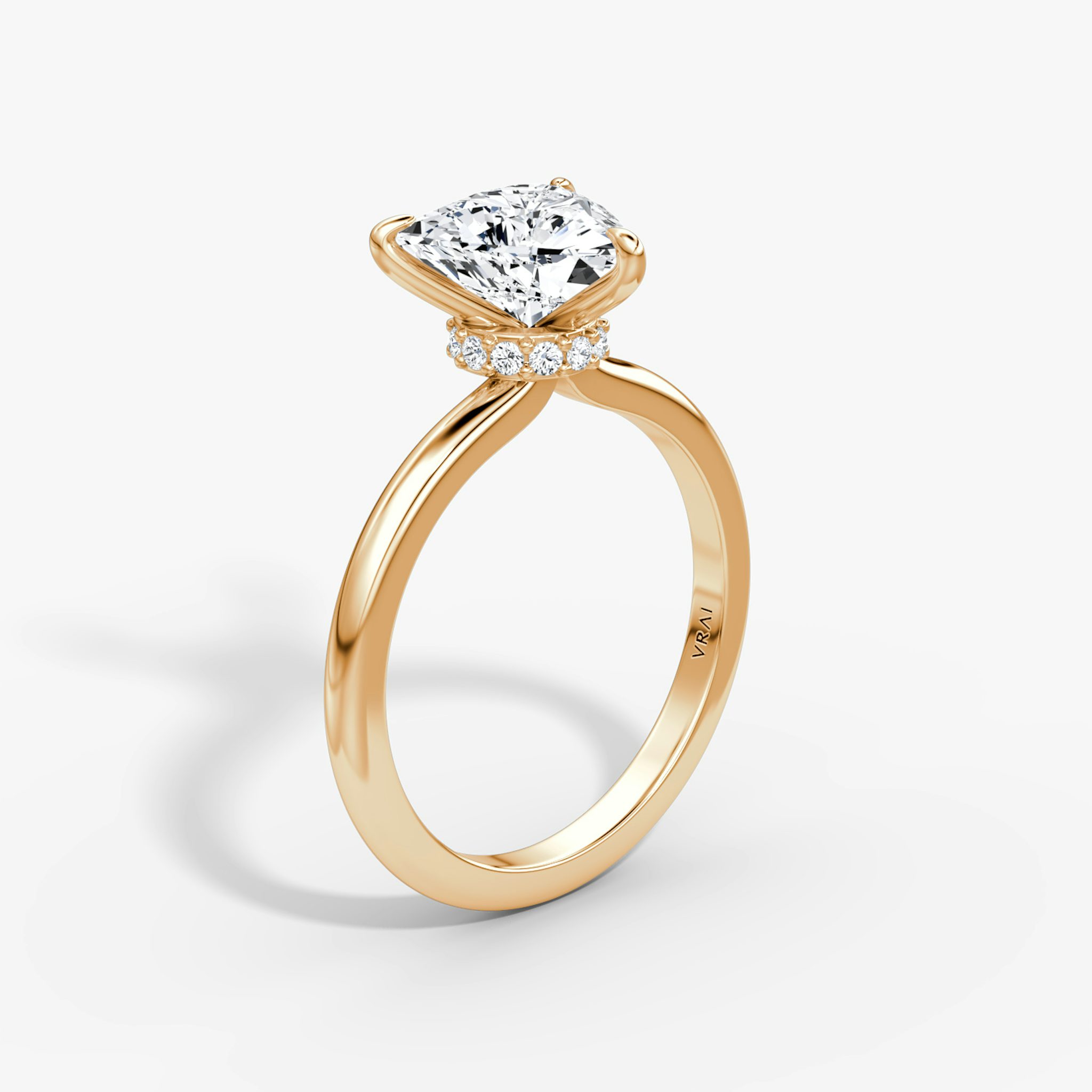 The Veiled Halo | Trillion | 14k | Rose Gold | bandAccent: Plain | diamondOrientation: vertical | caratWeight: other