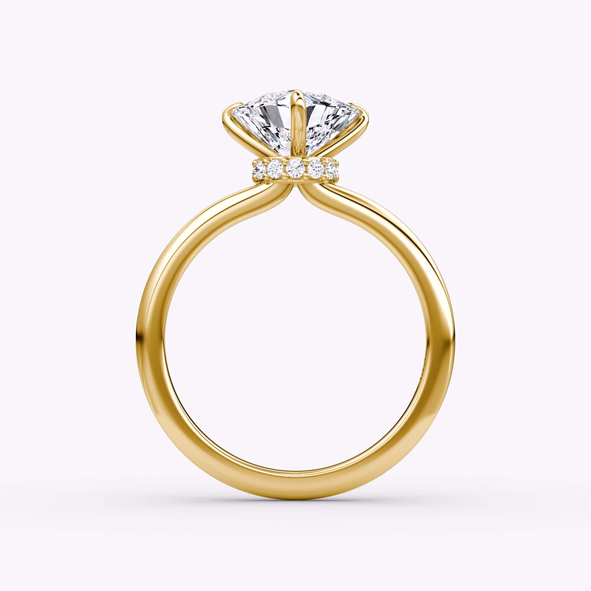 The Veiled Halo | Trillion | 18k | Yellow Gold | bandAccent: Plain | diamondOrientation: vertical | caratWeight: other