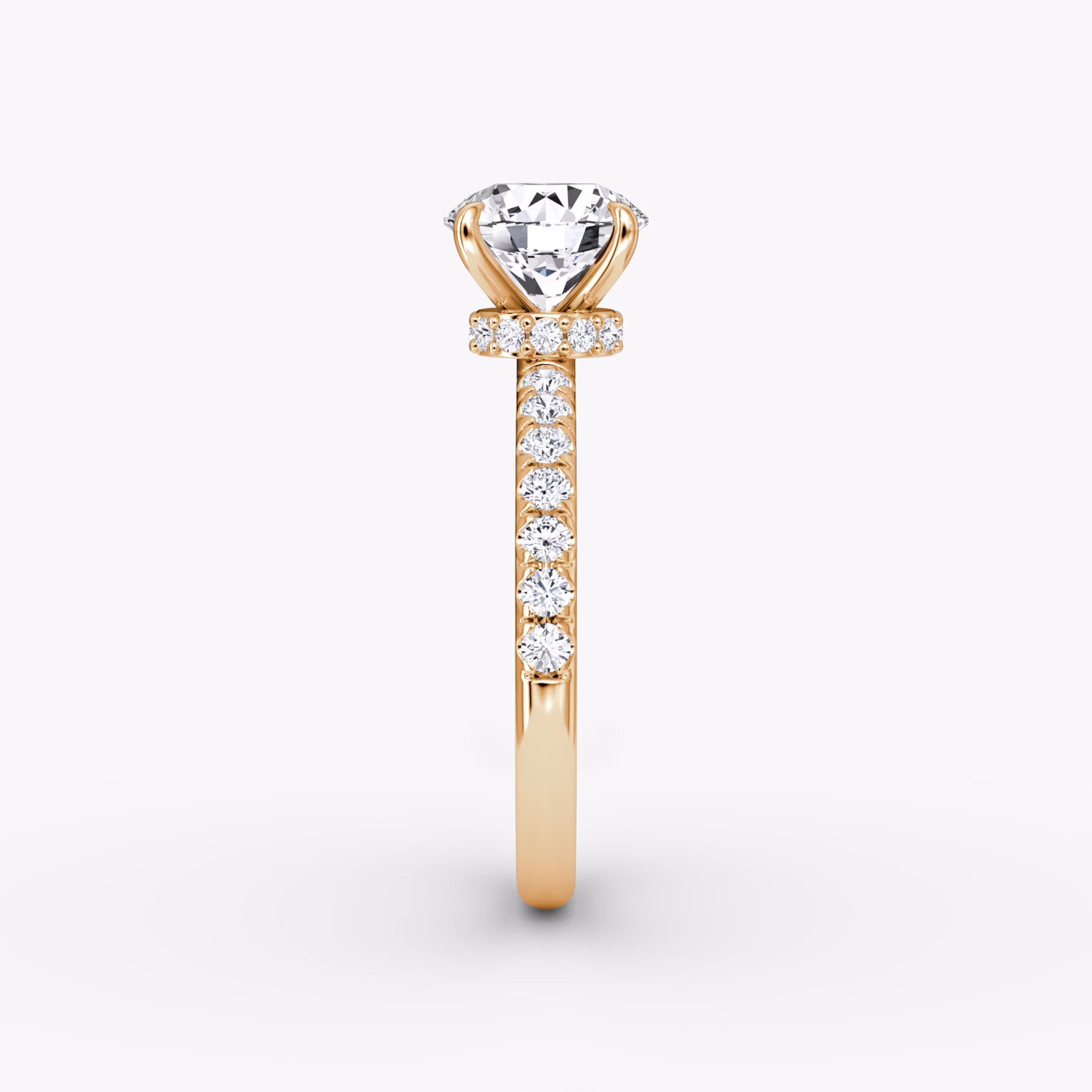 The Veiled Halo | Round Brilliant | 14k | Rose Gold | bandAccent: Pavé | caratWeight: other | diamondOrientation: vertical