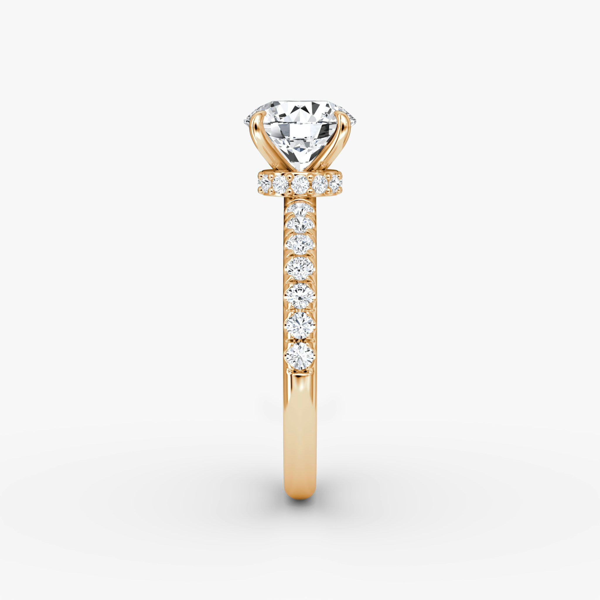 The Veiled Halo | Round Brilliant | 14k | Rose Gold | bandAccent: Pavé | caratWeight: other | diamondOrientation: vertical