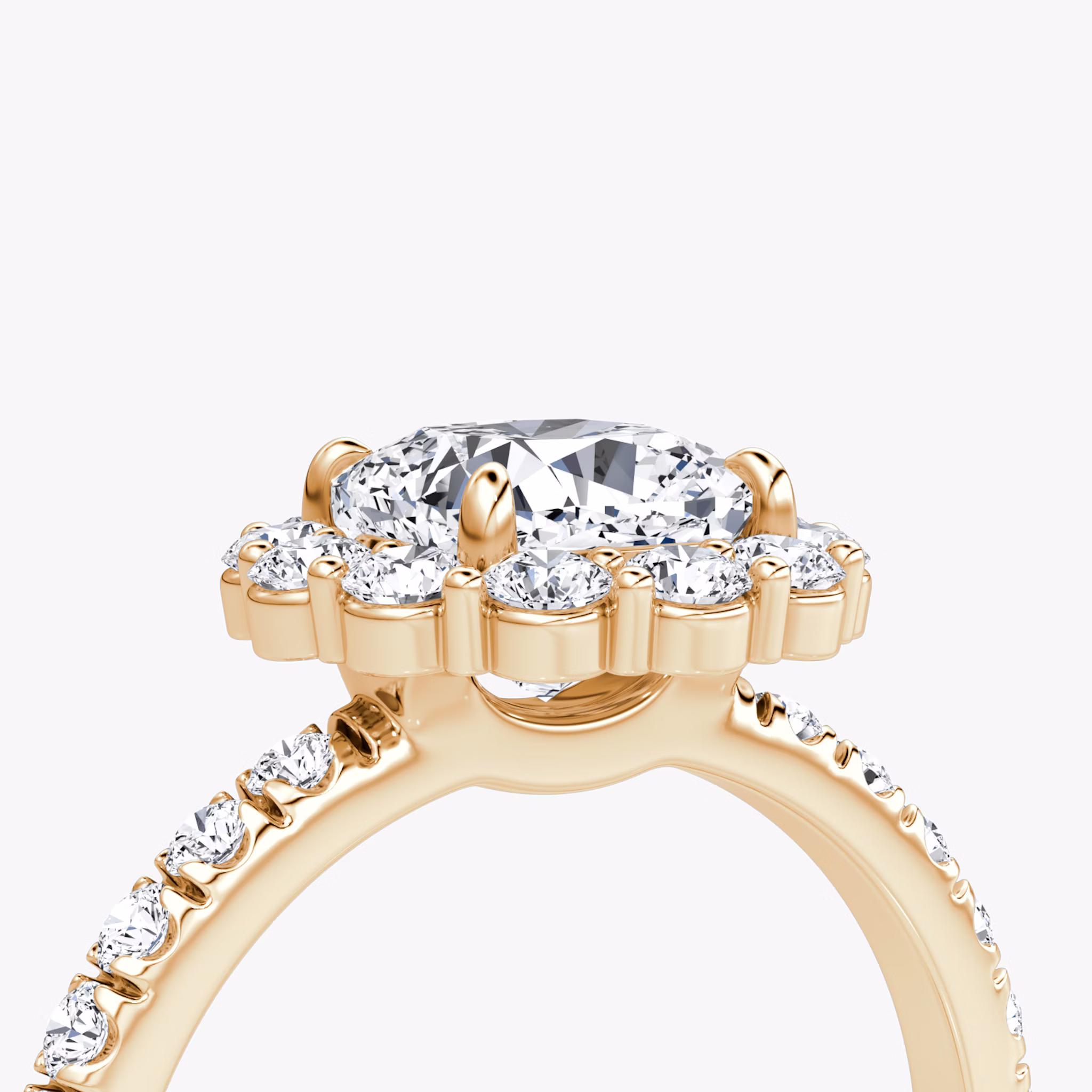 The Signature Floral Halo | Cushion | 14k | Rose Gold | bandAccent: Pavé | diamondOrientation: vertical | caratWeight: other