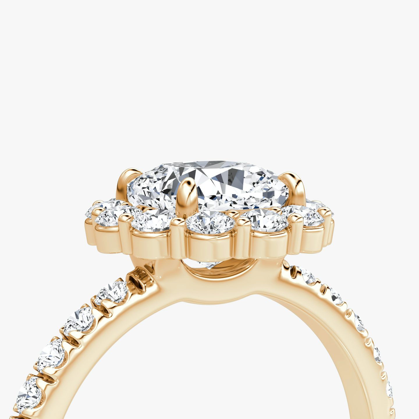 The Signature Floral Halo | Cushion | 14k | Rose Gold | bandAccent: Pavé | diamondOrientation: vertical | caratWeight: other