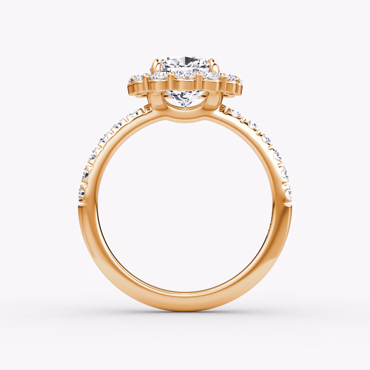 The Signature Floral Halo | Cushion | 14k | Rose Gold | bandAccent: Pavé | diamondOrientation: vertical | caratWeight: other