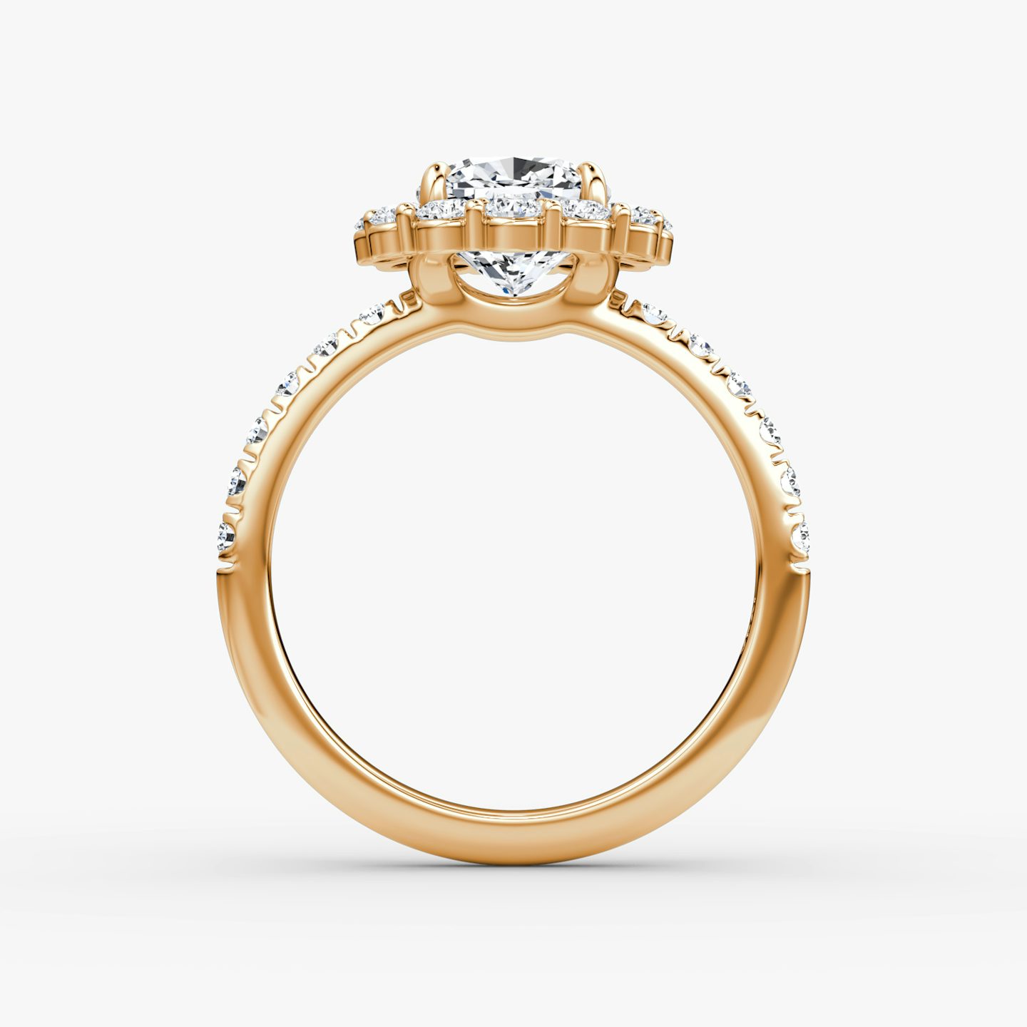 The Signature Floral Halo | Cushion | 14k | Rose Gold | bandAccent: Pavé | diamondOrientation: vertical | caratWeight: other