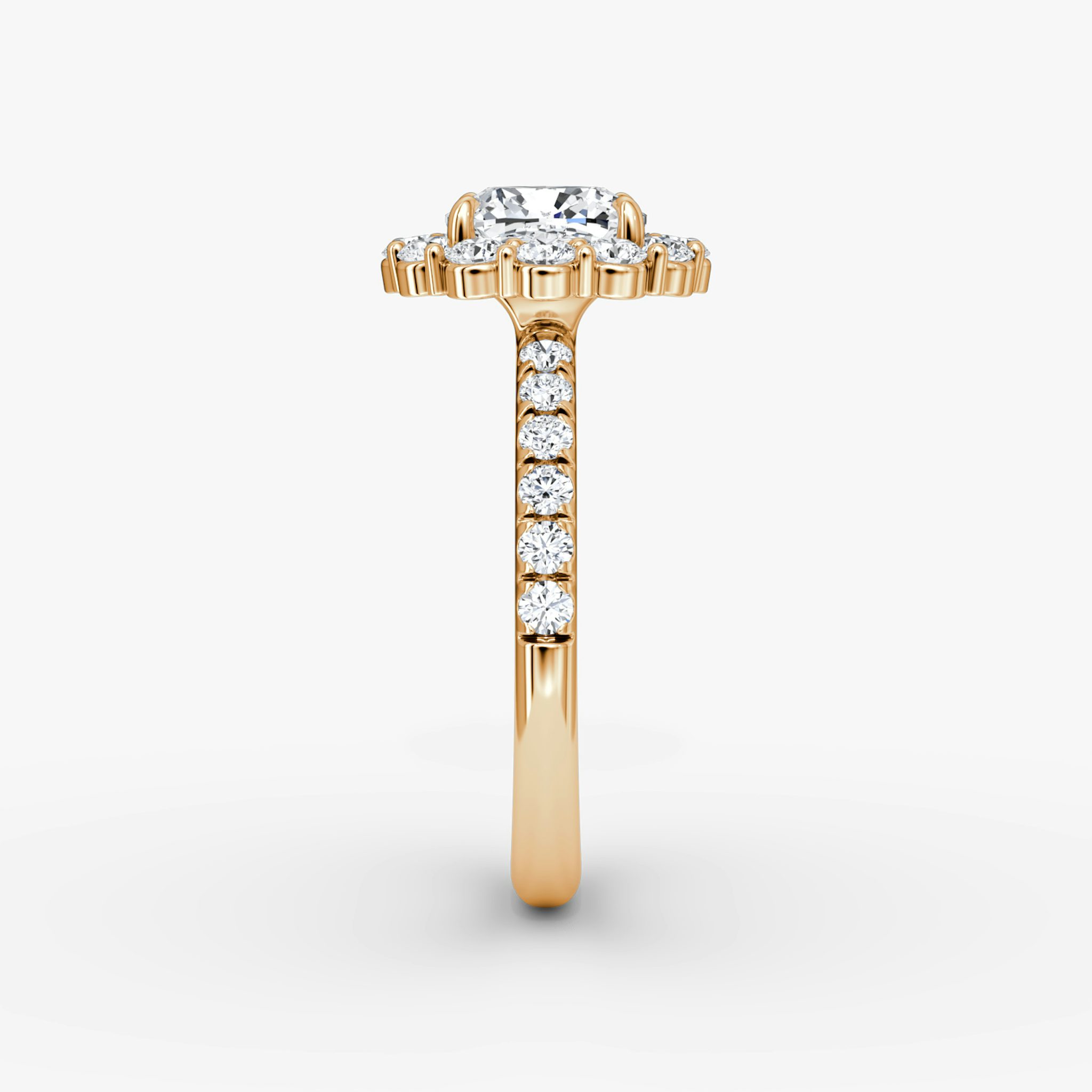 The Signature Floral Halo | Cushion | 14k | Rose Gold | bandAccent: Pavé | diamondOrientation: vertical | caratWeight: other