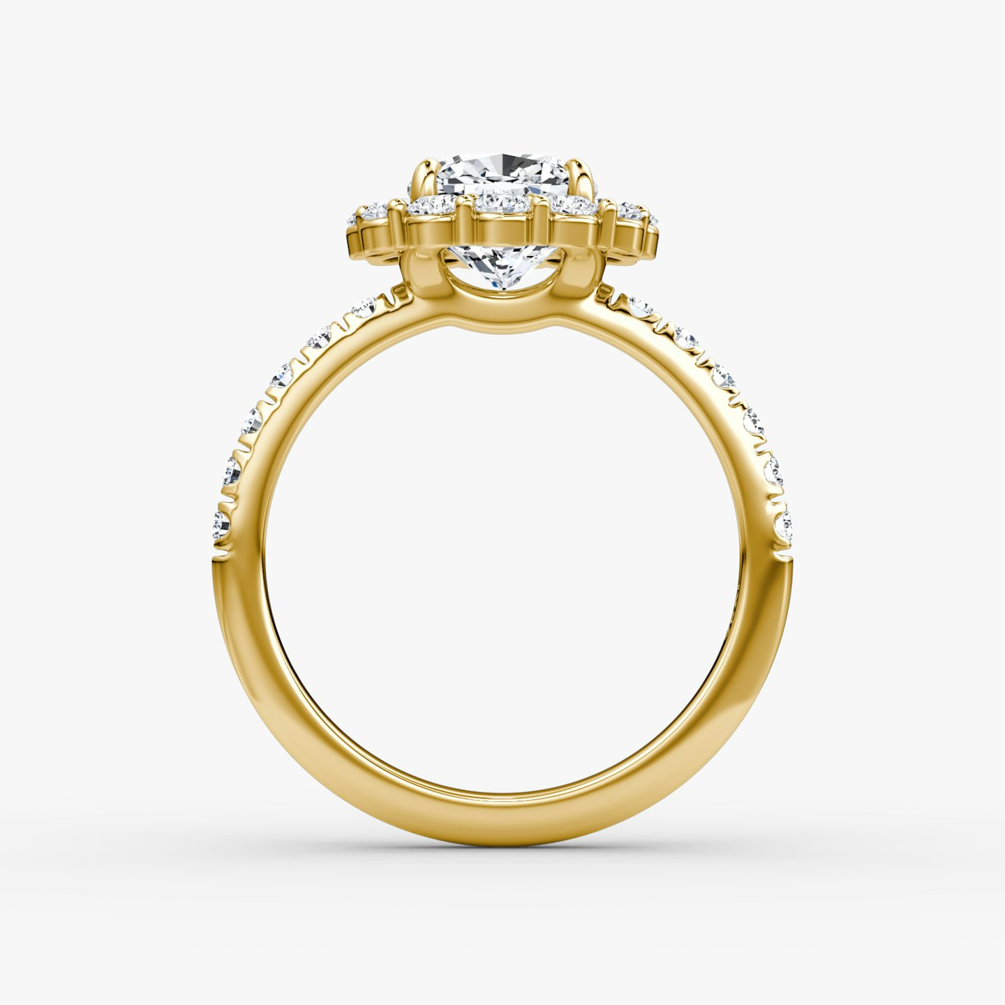 The Signature Floral Halo | Cushion | 18k | Yellow Gold | bandAccent: Pavé | diamondOrientation: vertical | caratWeight: other