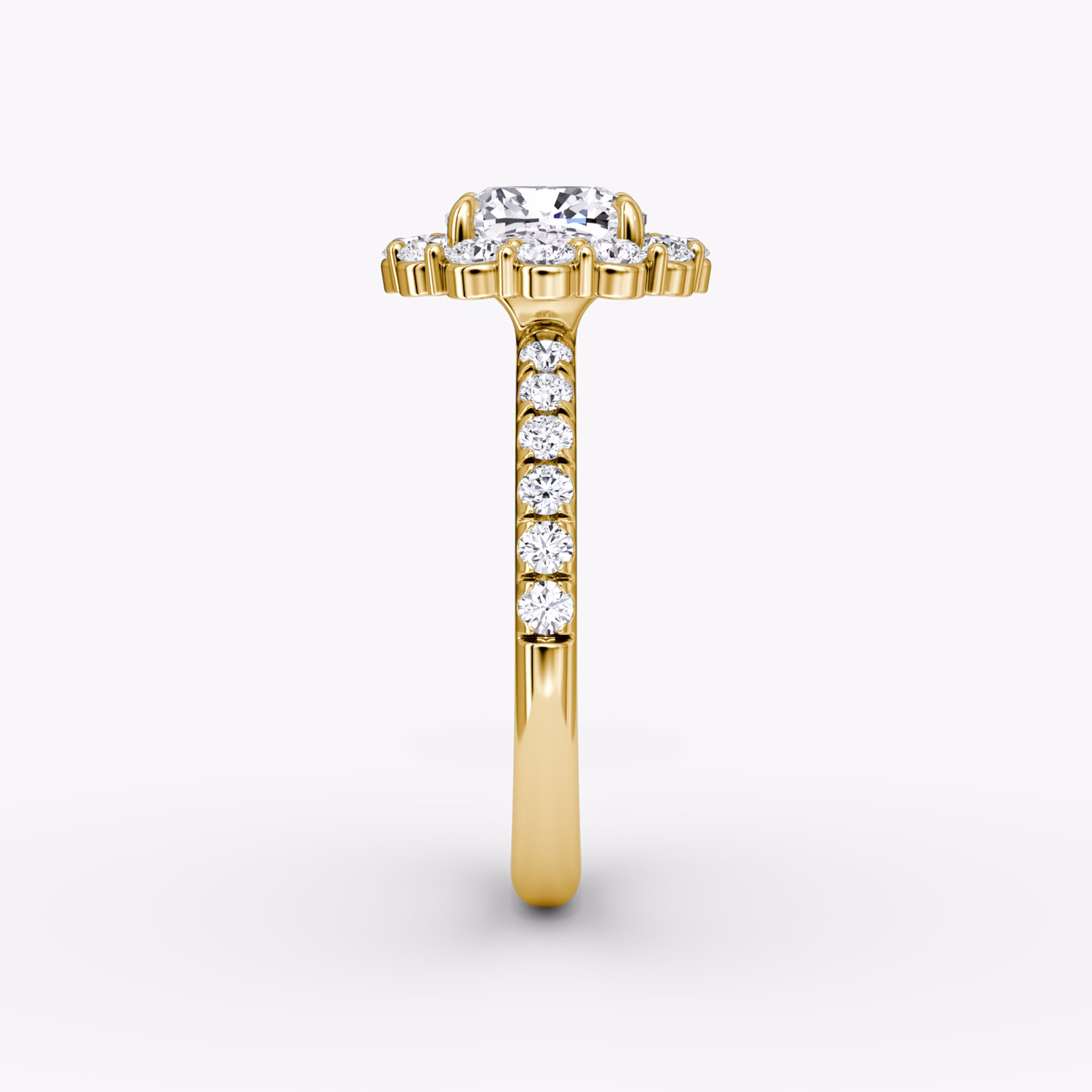 The Signature Floral Halo | Cushion | 18k | Yellow Gold | bandAccent: Pavé | diamondOrientation: vertical | caratWeight: other